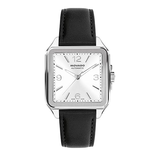 Movado Heritage 1917 Men’s Swiss Automatic Leather Square Watch, 35mm