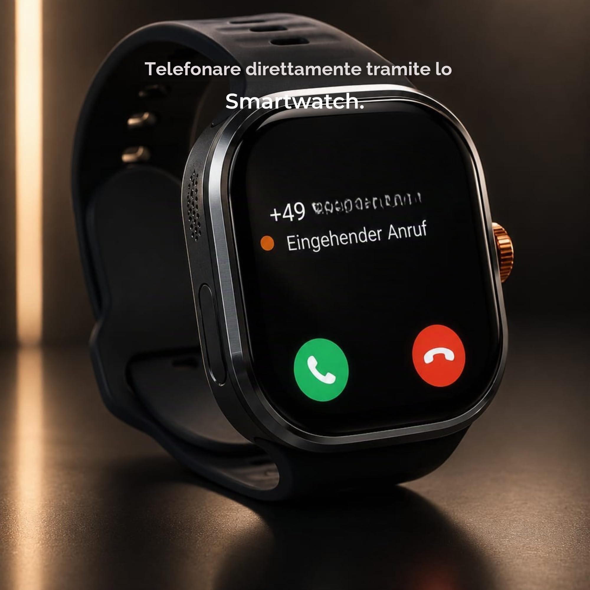 Premiums - Smartwatch Android da uomo e donna con SIM 4G, AMOLED Smart Watch con Play Store, Google Maps, fotocamera, GPS, Wi-Fi, chiamate Bluetooth, impermeabile, batteria da 1100 mAh, nero