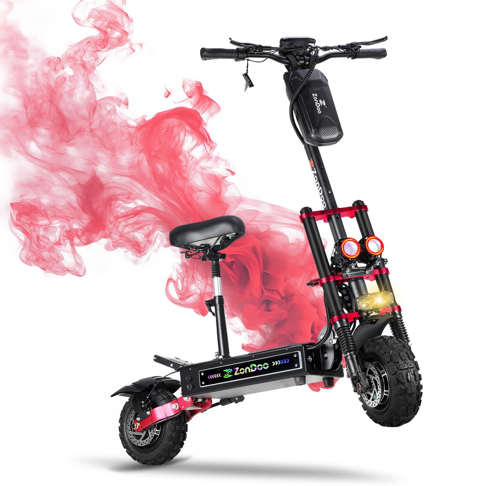 ZO03/ZO03 Plus Electric Scooter Adults 50/55MPH Fast 5600W/6000W Dual Motors 50/60 Miles Long Range Off RoadTires Oil Hydraulic Brake Dual Suspension All Terrain Sports Escooter wtih Seat