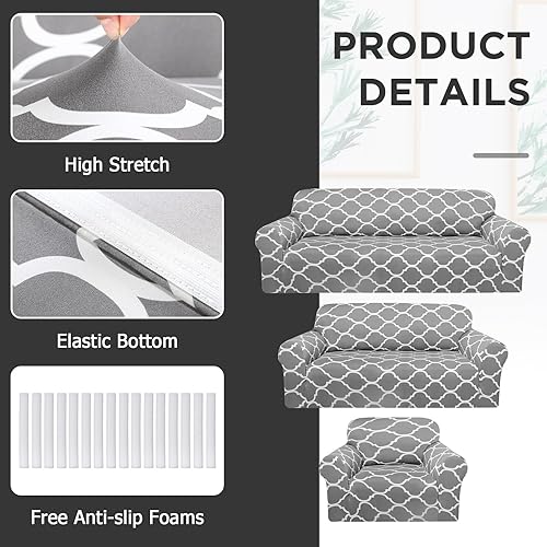 Miniatura 3 de Peryiter Juego de 3 fundas de sofá para sala de estar, fundas para sofá y sofás, funda de sofá biplaza o sillón, protector de muebles, elástico, sin