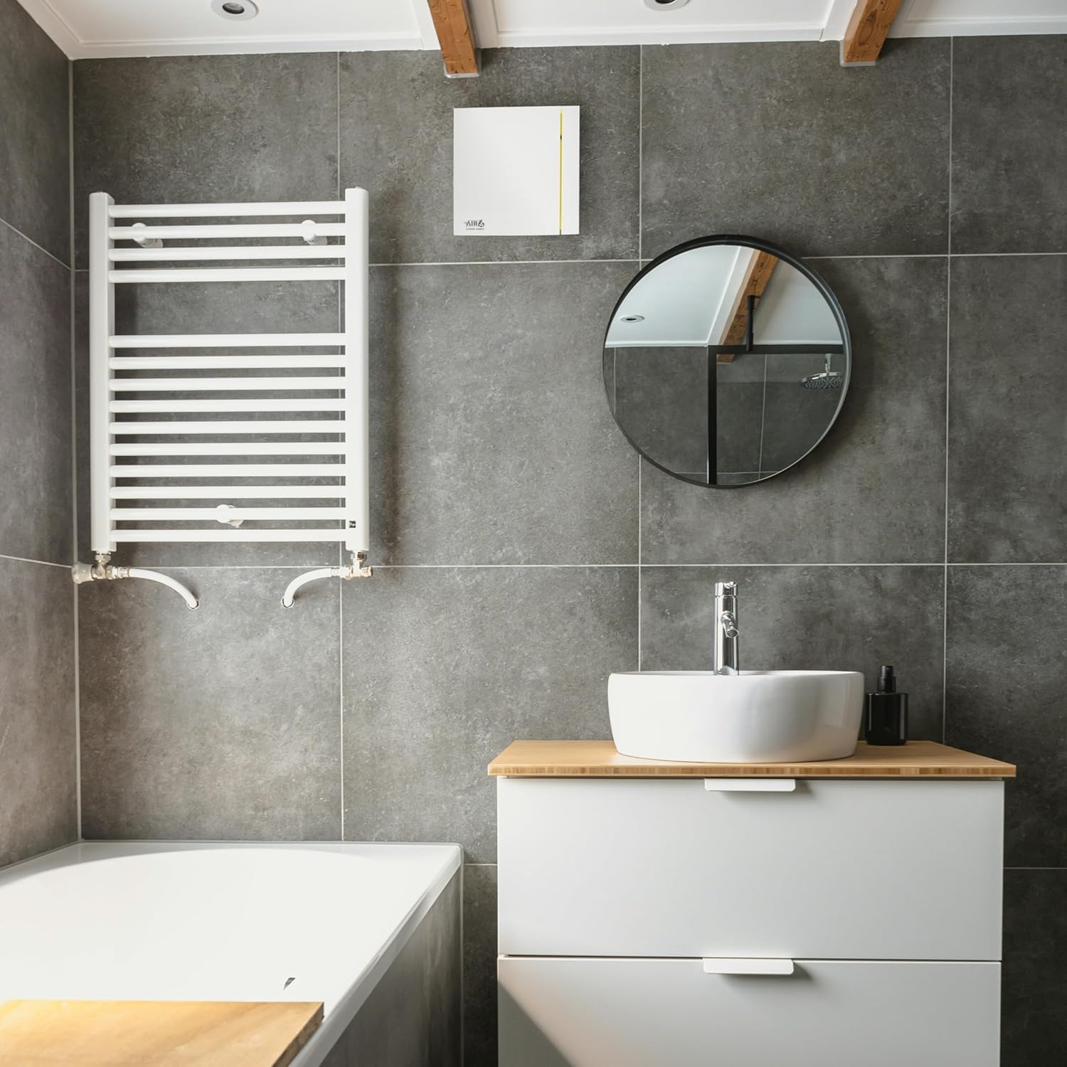AIR 6 Badlüfter 100mm, Abluftventilator Für Badezimmer, WC, Bad Lüfter mit Feuchtigkeitssensor und Timer, Leise und Leistungsstark, Wand- oder Deckenmontage, Leistung 26,5 l/s (95 m³/h), Weiß, IP45