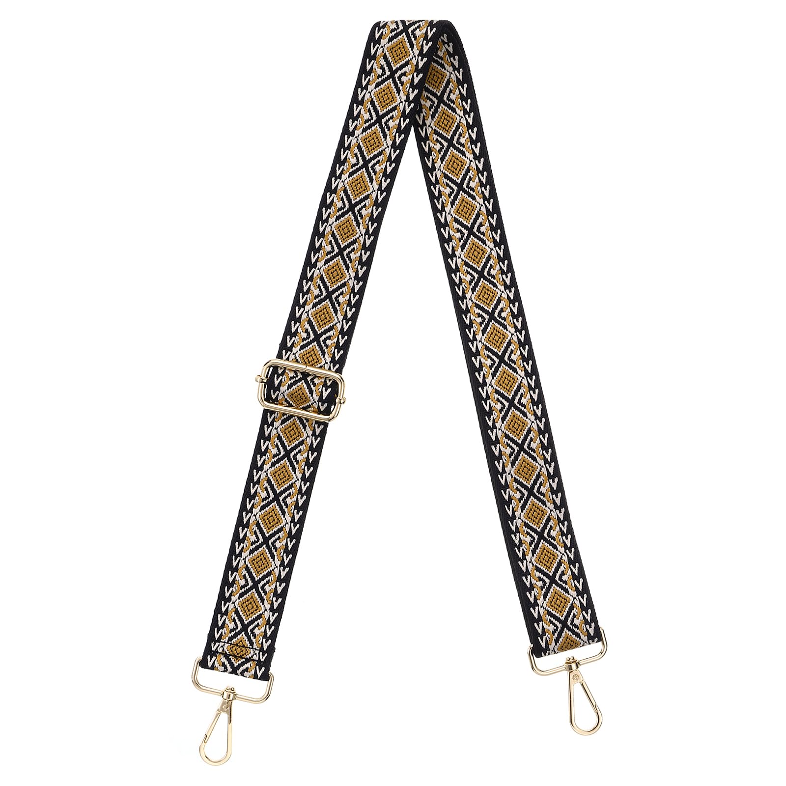 uxcell Purse Strap Replacement, 27.5-53inch Adjustable Polyester Stylish 1.5inch Wide Crossbody Shoulder Strap for Handbag Guitar(Beige, Gold Buckle)