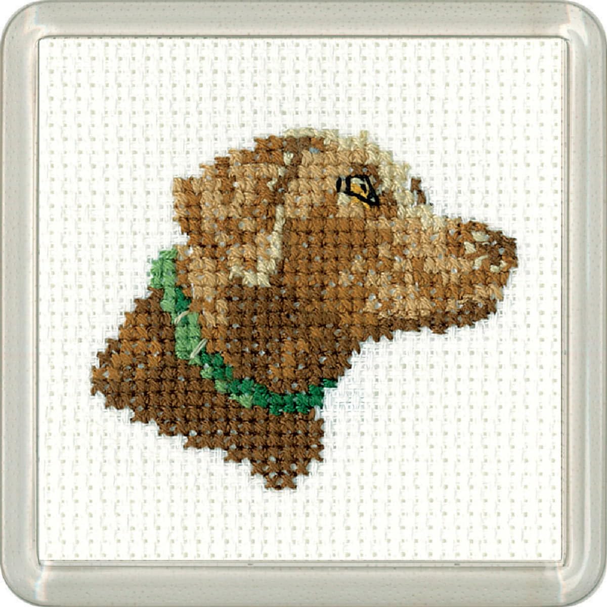 Heritage Crafts Little Friends Coaster Cross Stitch Kit – Chocolate Labrador