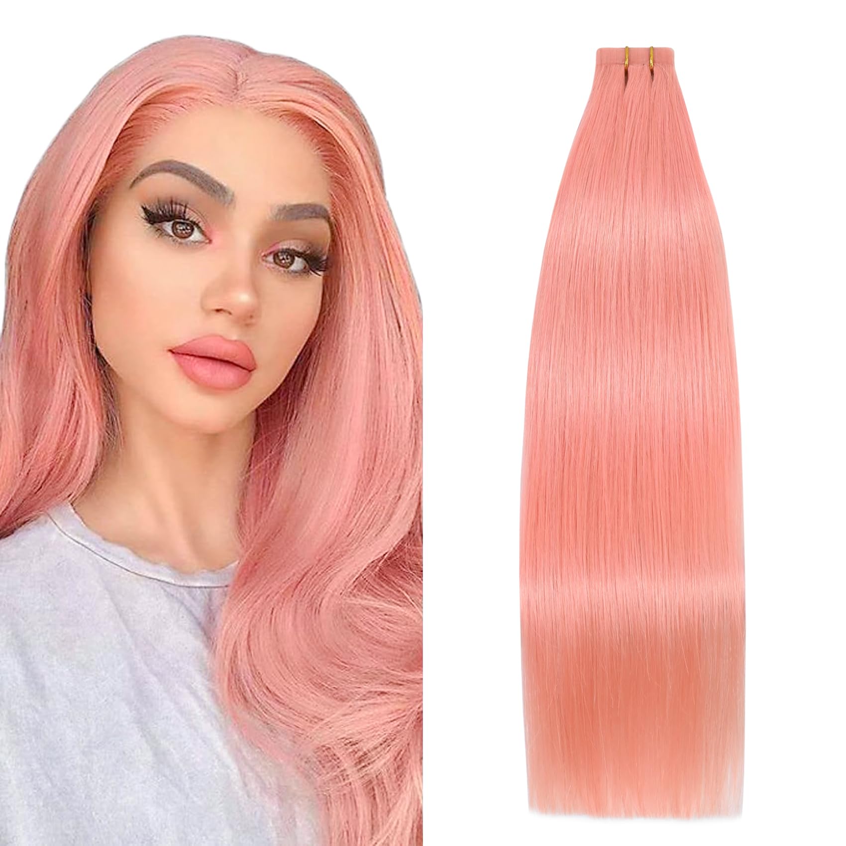 Hair Extensions Human Hair (1 Package / Pink) 18 main image 4