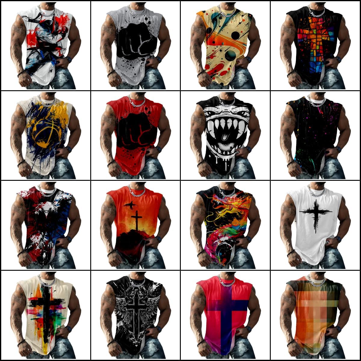 MARSVOVO Mens Tank Top Soft Fashion Graphic Tees Loose Casual Breathable Tropical Workout Muscle Shirts