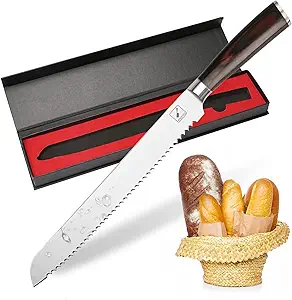 imarku Bread Knife, German High Carbon Stainless Steel Professional Grade Bread Slicing Knife, 10-Inch Serrated Edge Cake Knife, Bread Cutter for Homemade Crusty Bread, Christmas Gifts for Women Men