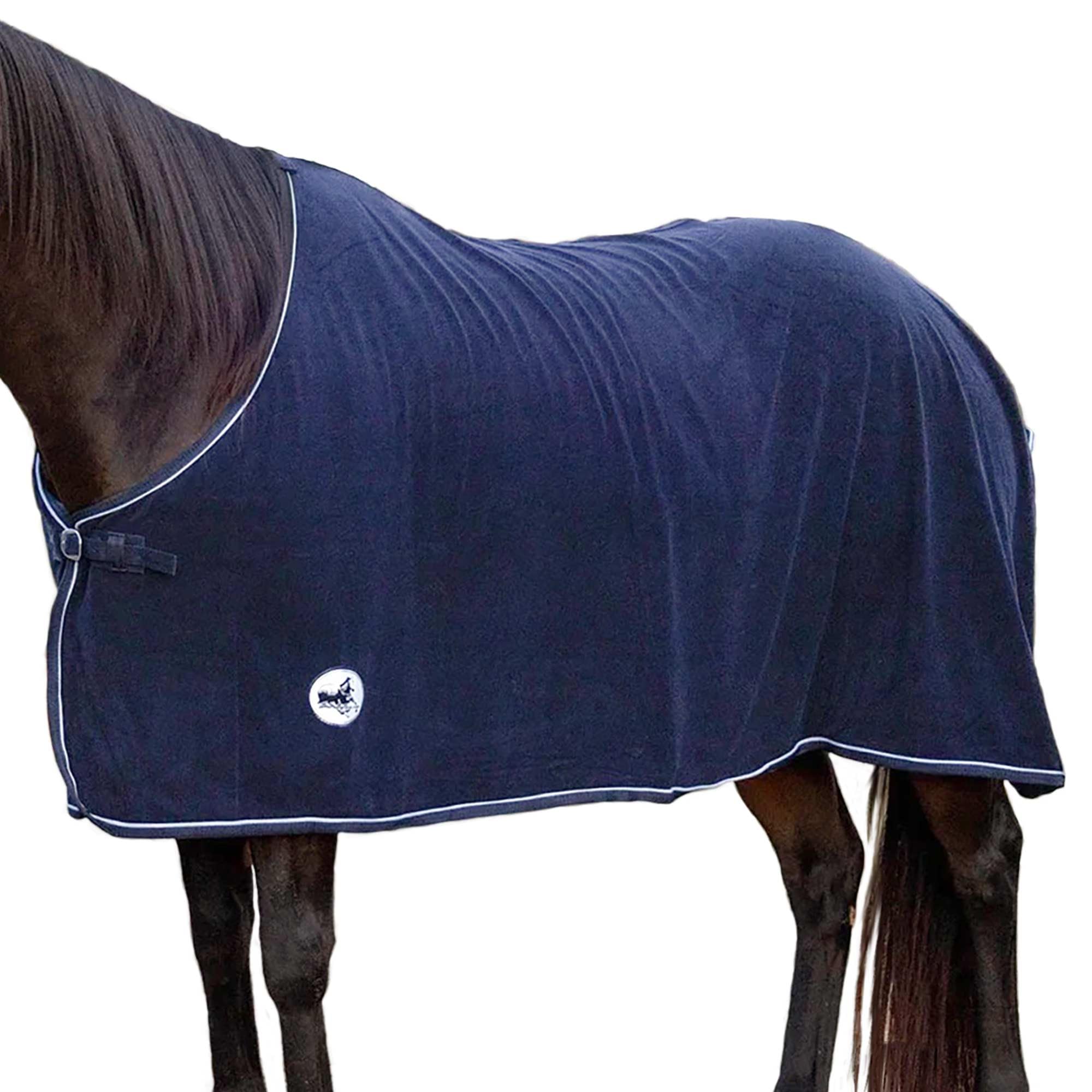 Jeffers Equine Elite Fleece Horse Cooler Blanket, 84 Inch – Soft, Adjustable Fit, Lightweight, Easy Care, Moisture Wicking Cooling Sheet with Surcingle for Post Exercise, Travel for Horses – Navy