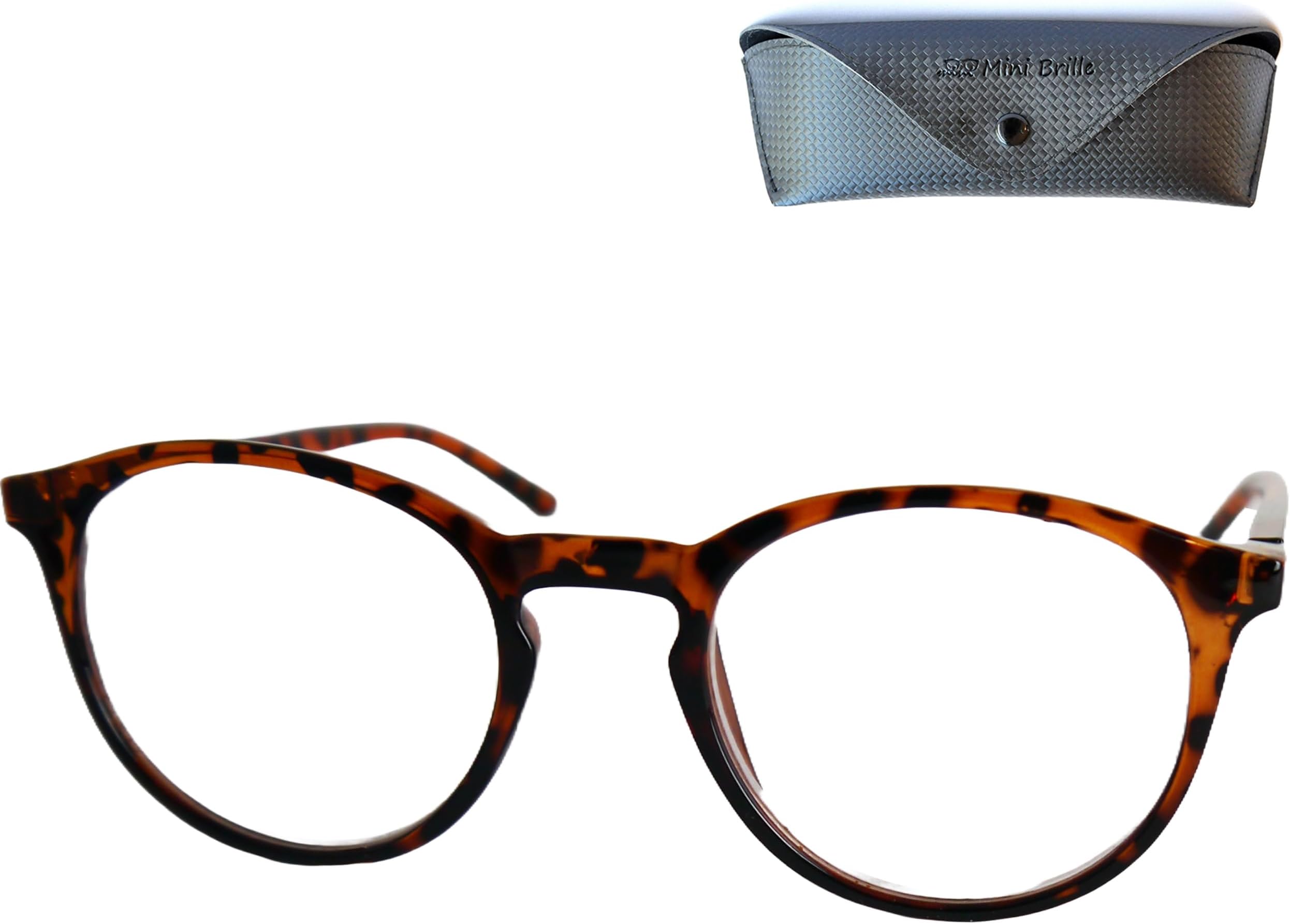 Mini BrilleClassic Nerd Reading Glasses with Large Round Lenses, Plastic Frame, Readers for Women and Men