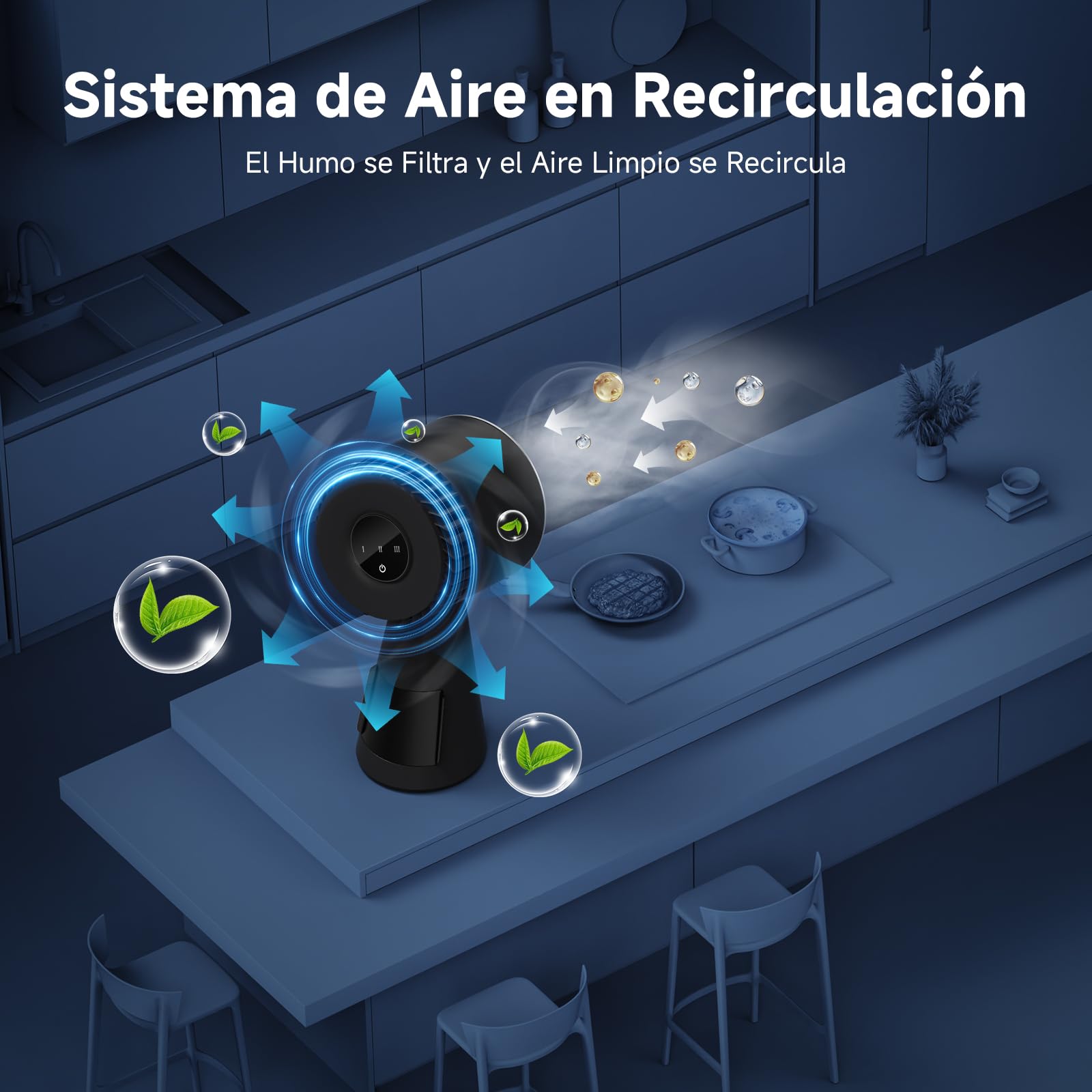 AAOBOSI Campana Extractora Movible, Mini Campana Extractora Con 3 Velocidades, Filtro Extraíble, Vaso Recogedor de Aceite, Extractor Cocina Portátil para Barbacoas,Cocina,Fondue,Camping,Caravanas