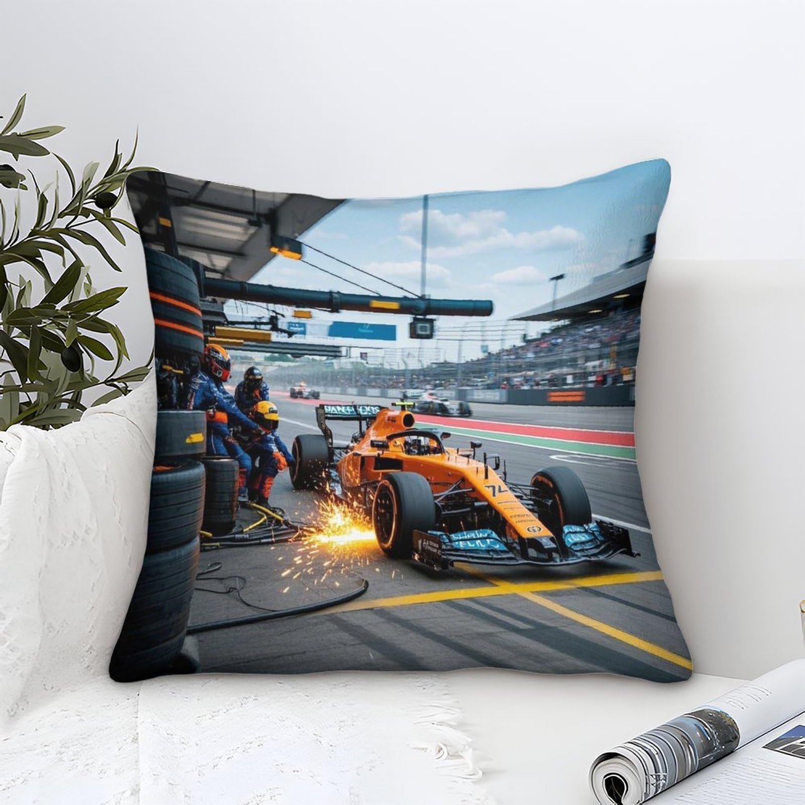 3U6C4M9K Formulaa Racing Cushion Cover 50x50cm, Pit Stop Throw Pillow Case Decor for Home Livingroom Couch Bedroom Sofa Decorate