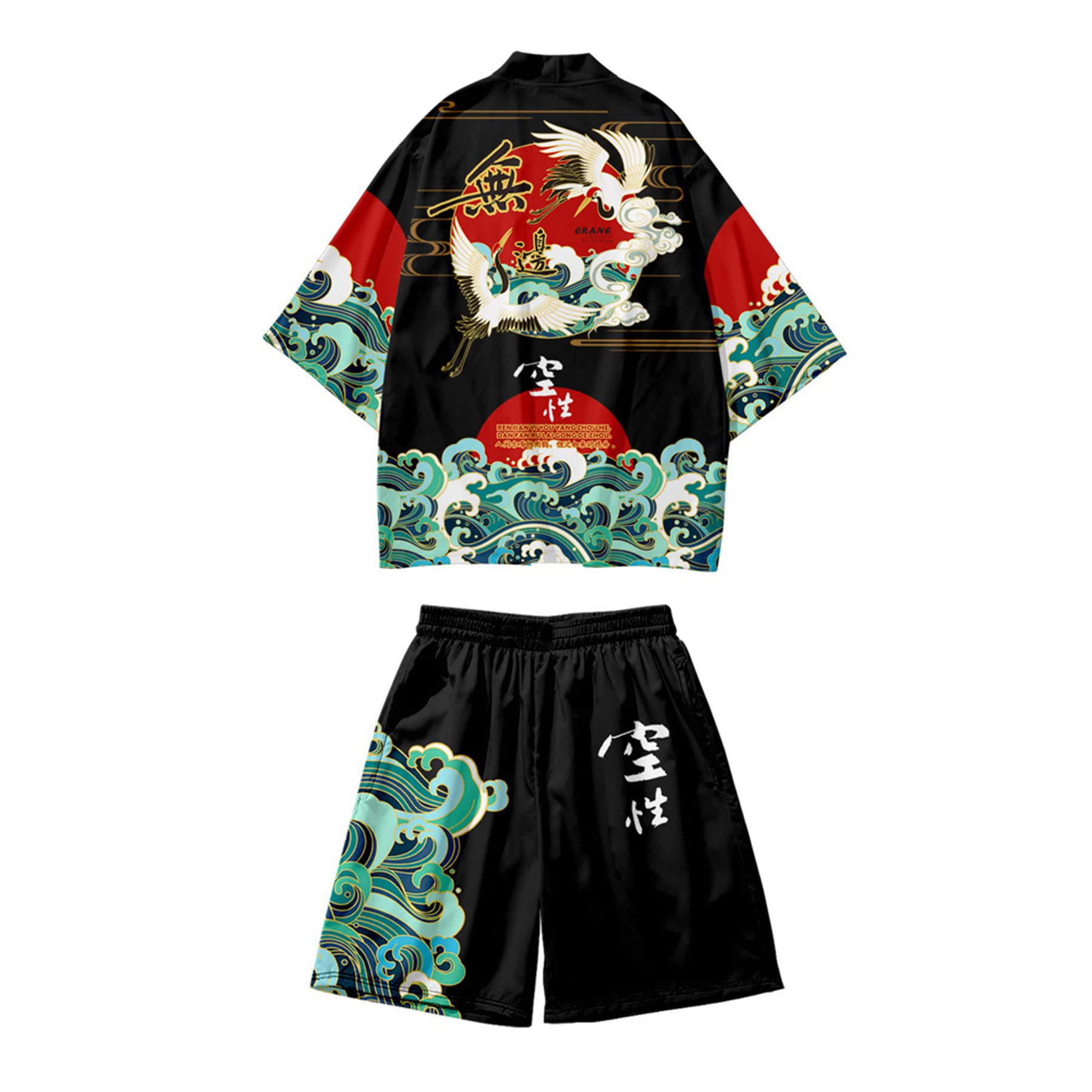 Men's Japanese Kimono Set 2 Piece Shorts Sets Summer Beach Vacation Outfits