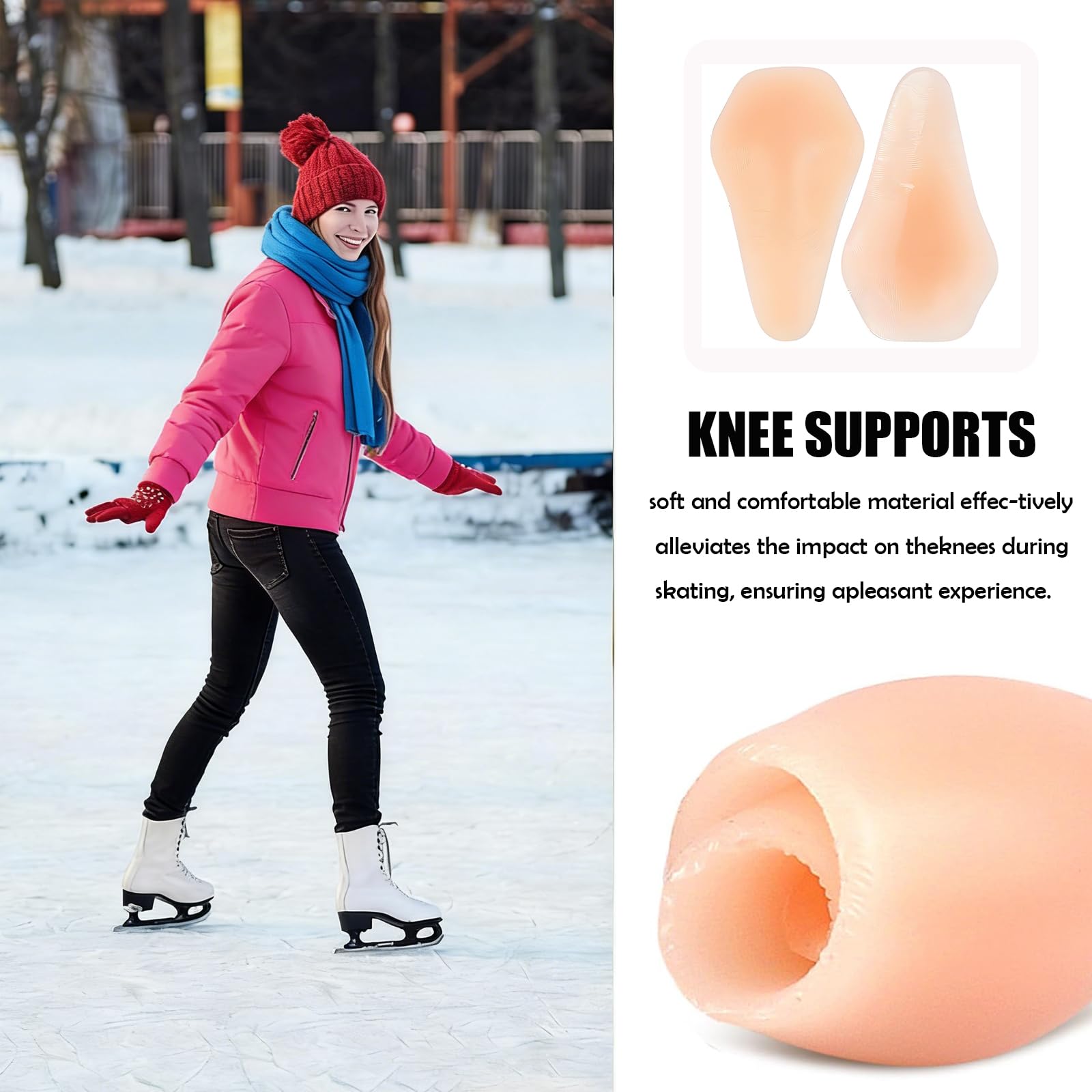 2 almohadillas de silicona para rodilleras, gruesas, color piel, autoadhesivas, para deportes, almohadillas antideslizantes para proteger contra golpes y lesiones