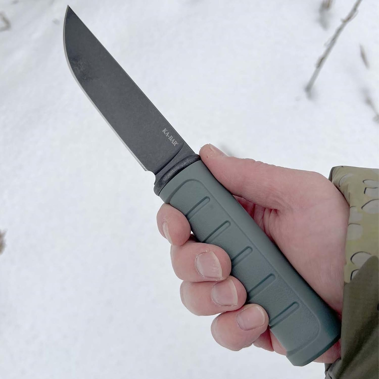 KA-BAR Dust II Fixed Blade Knife 5.25" Clip Point D2 Black PVD Blade Glass Filled Nylon Handle Green