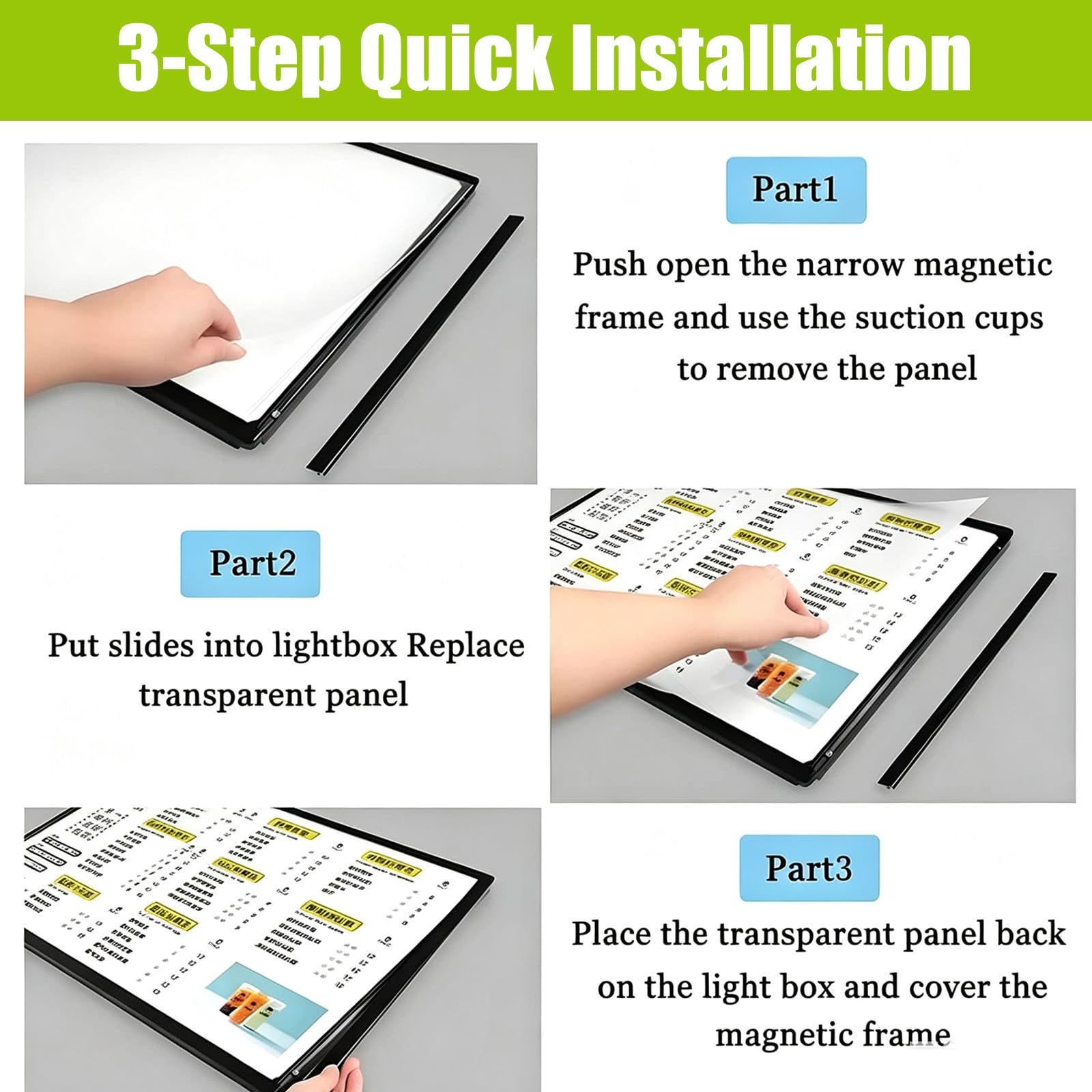 Schermo pubblicitario a LED per ristoranti, menu digitale e display con retroilluminazione, insegna elettronica, pannello TV per pareti in caffè e negozi 3 pezzi - 50x80 cm/19,69x31,50 pollici (3