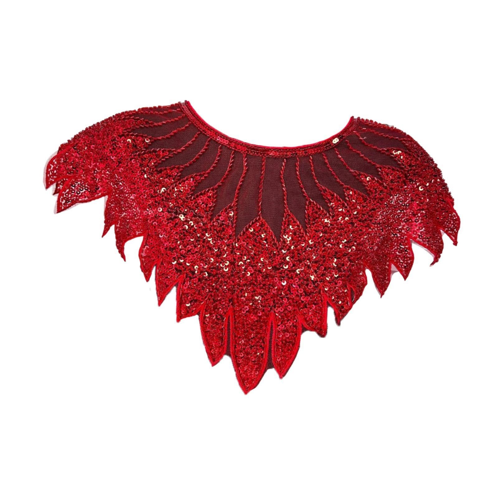 Women Shawl Wrap Sequin Beaded Evening Cape for Bridal Formal Dresses Ladies Red-image-14
