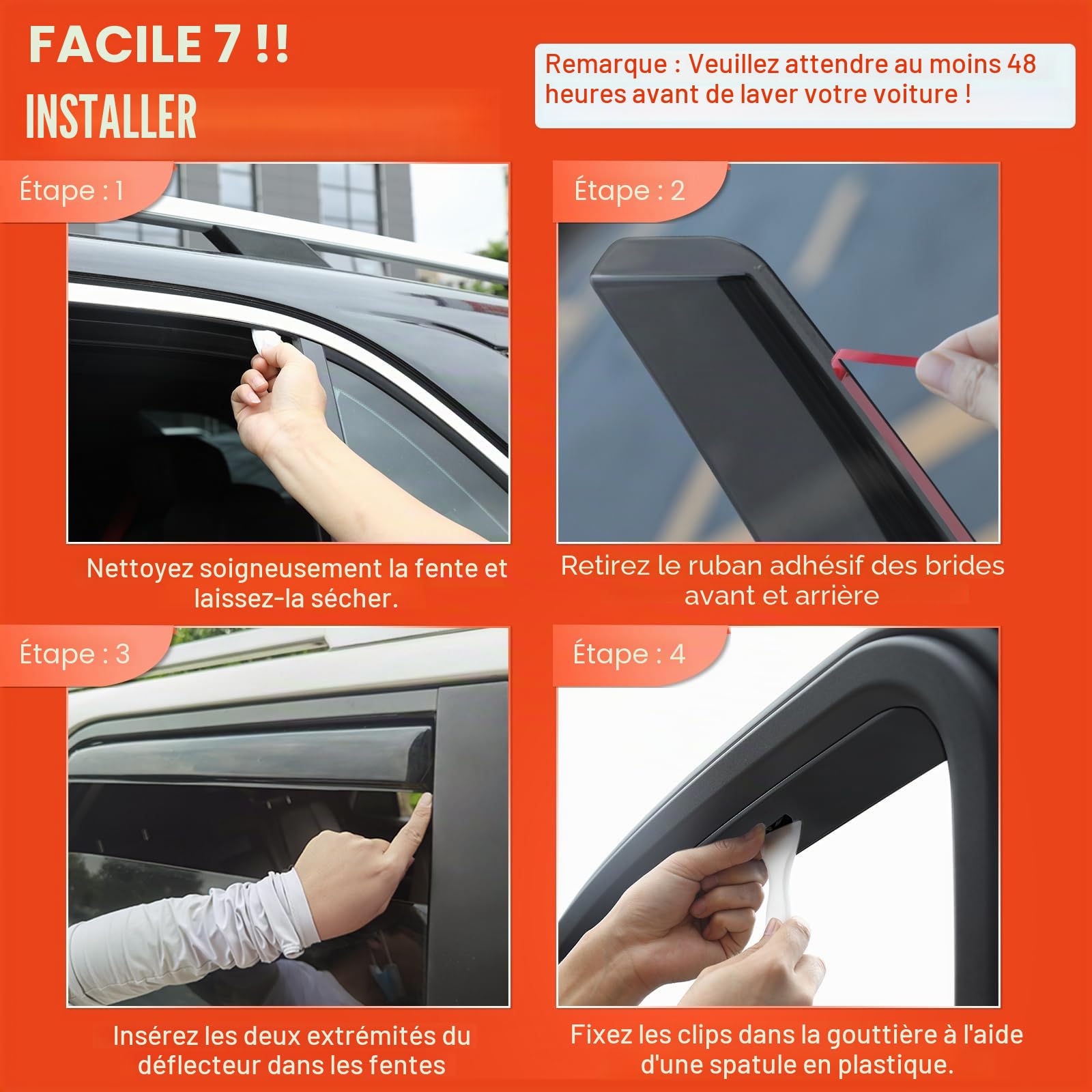 GEARMONSTER Déflecteur de vent pour fenêtre de voiture noir compatible avec Mercedes Vito 2016-2023 Housse de fenêtre de voiture contre la pluie Répulsif de pluie Déflecteurs intégrés