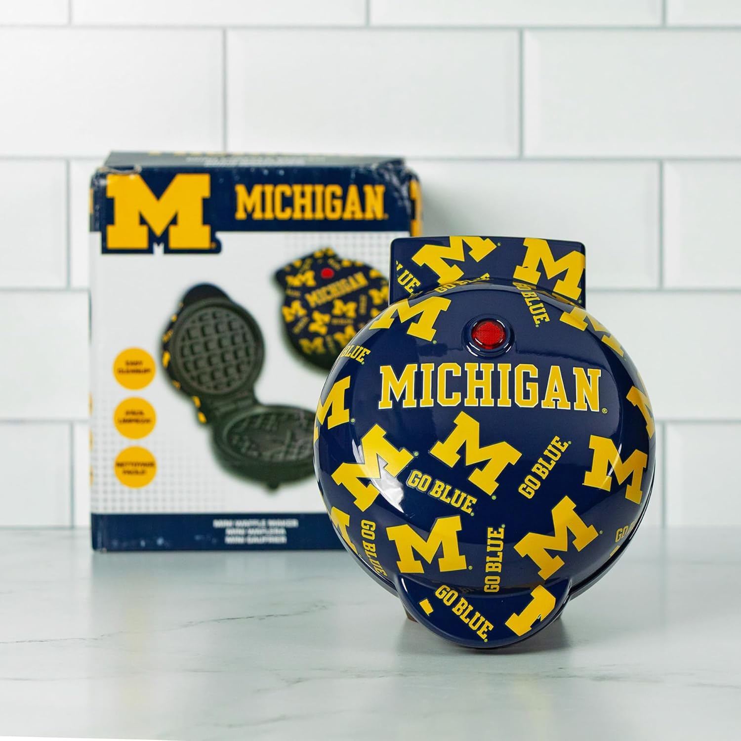 Uncanny Brands Michigan Wolverines Mini Waffle Maker - Small Kitchen Appliance
