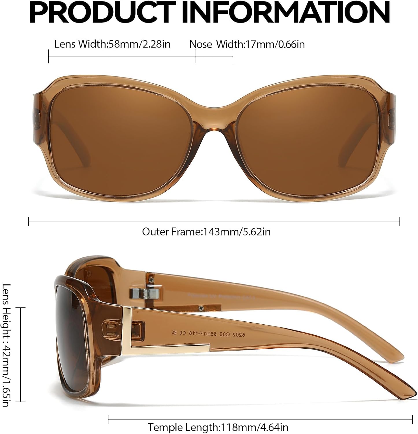 LVIOE Polarized Sunglasses for Women Fashionable Wrap Around Sunglasses with UV400 Protection LS6202 - Image 3