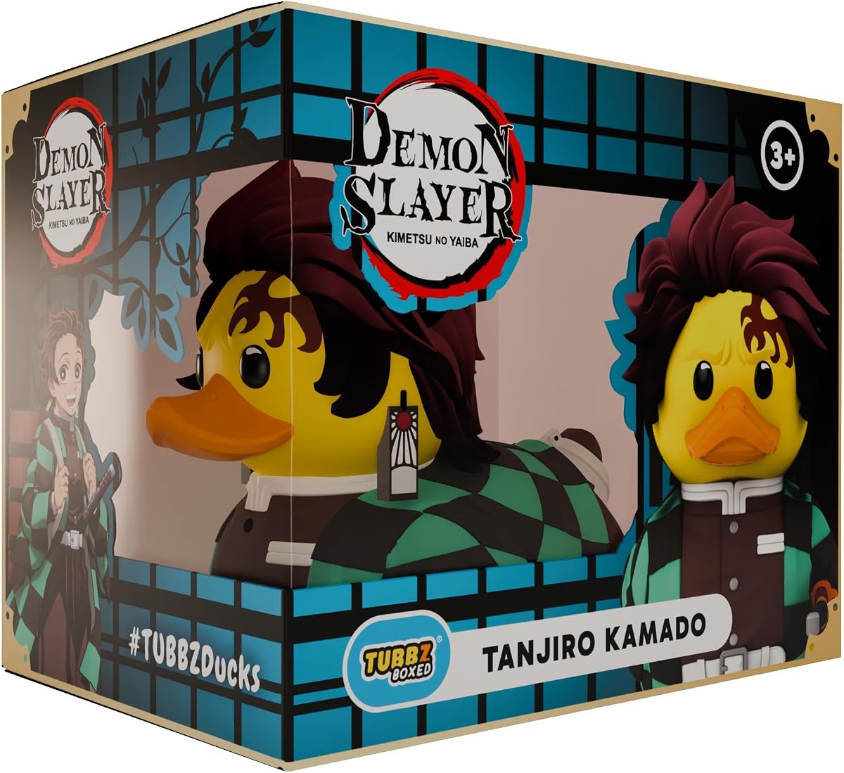 Demon Slayer - Juguete coleccionable de pato de goma Tanjiro Kamado de 3.5" | Mercancía con licencia oficial - Figura de vinilo en caja para exhibición, personaje de anime, regalo de manga, decoración de fanáticos y pato en jeep