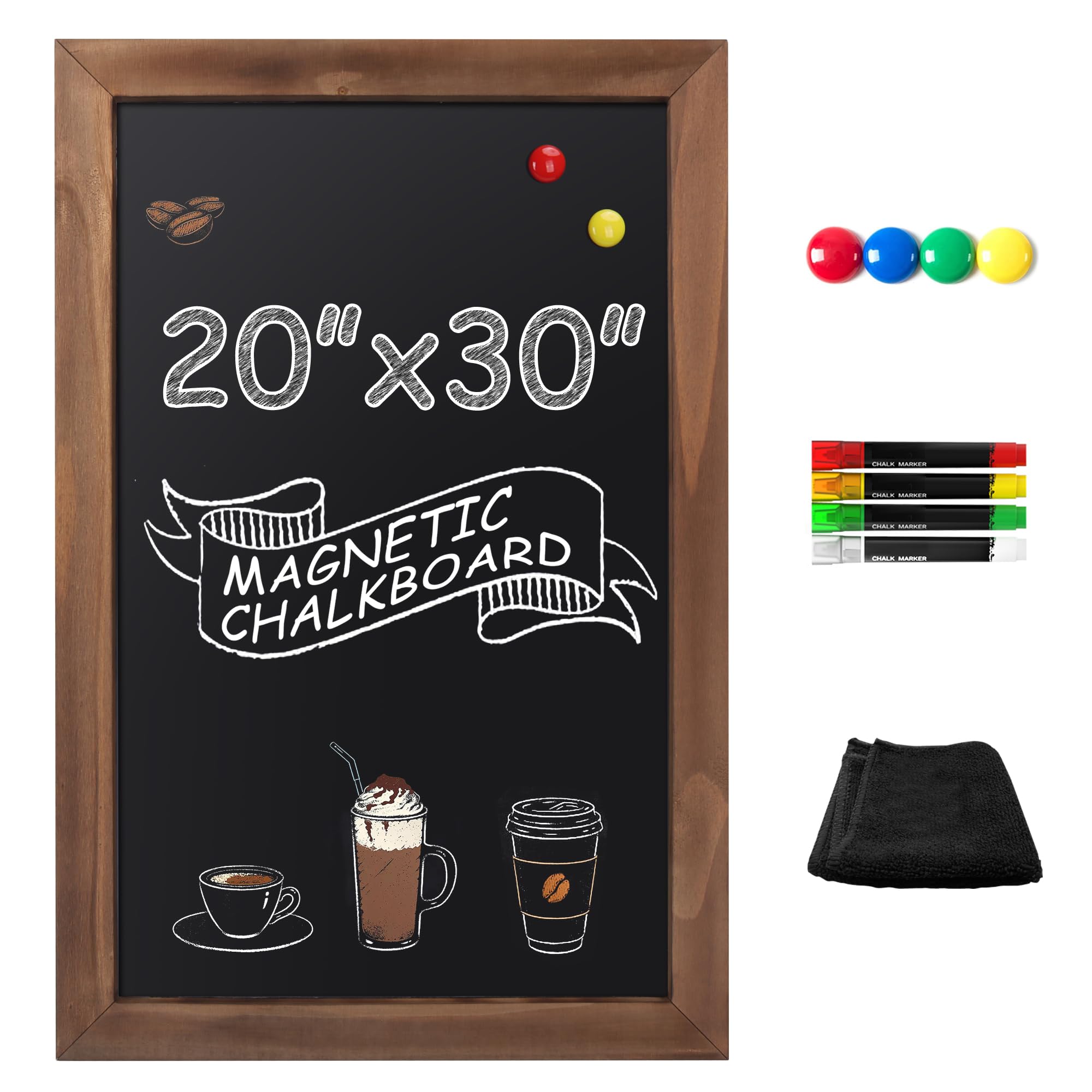 SELEAD 100% Real Wood Frame Magnetic Chalkboard Words Sign - 20" x 30" Rustic Wall Decor Bulletin Chalk Board for Home Kitchen, Business, Restaurant, Farmhouse