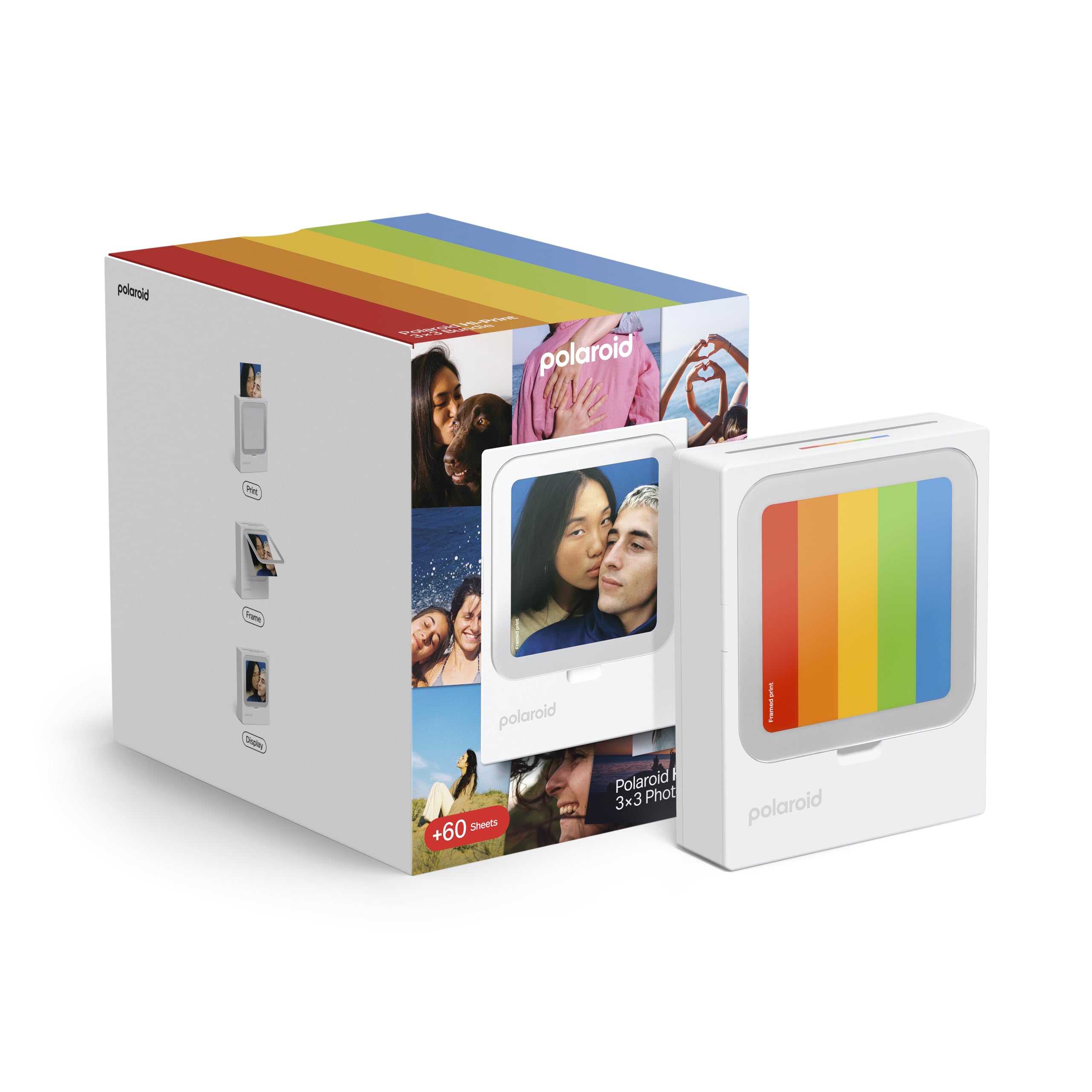 Polaroid - HiPrint 3x3 (7,6 cm x 7,6 cm) Paquete Impresora fotográfica Bluetooth de Bolsillo Blanca + 60 Hojas
