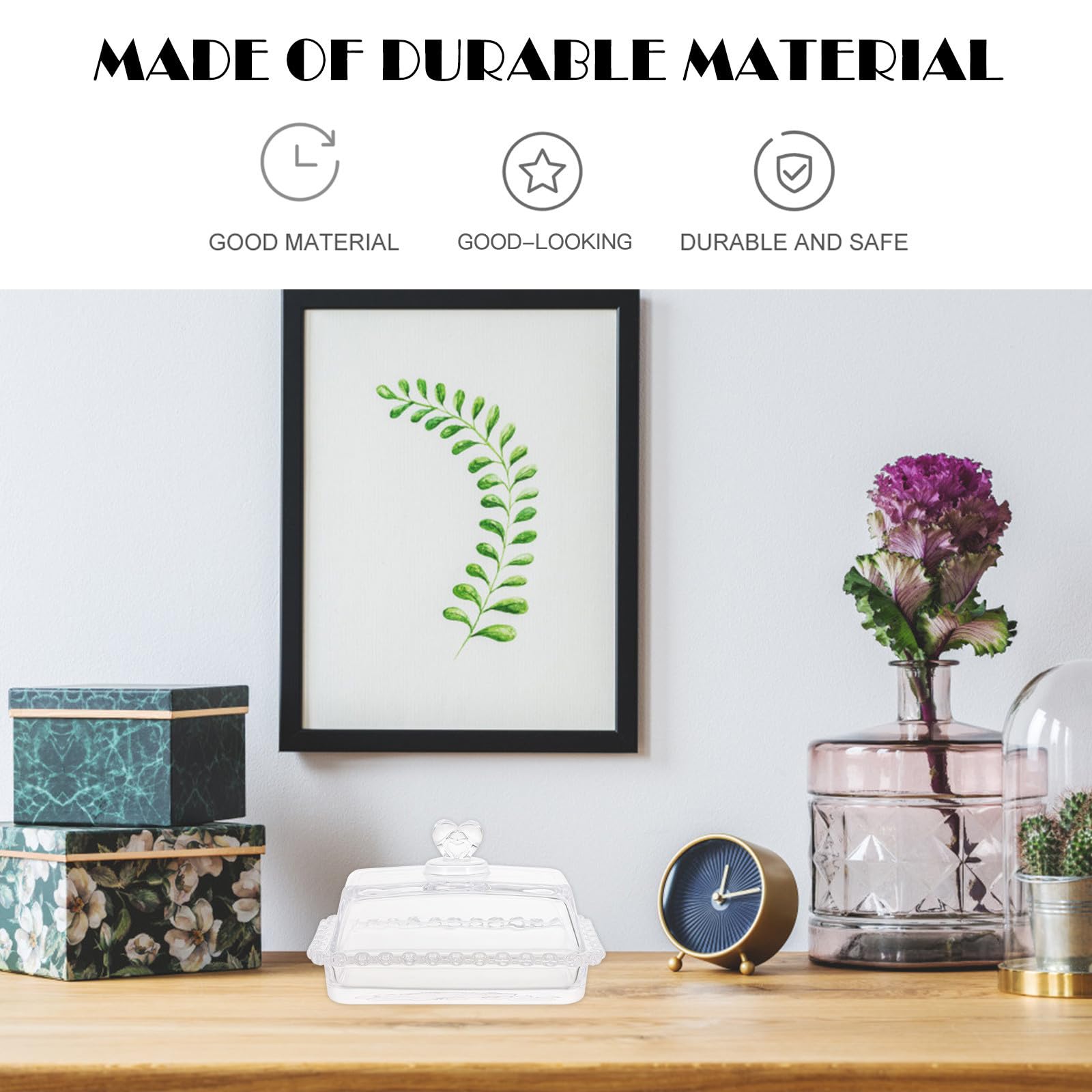 USHOBE Bandeja para Tartas con Tapa de Vidrio Cuadrada, Soporte para Exhibición de Postres y Snacks, Contenedor con Textura Firme para Repostería en Bodas y Fiestas