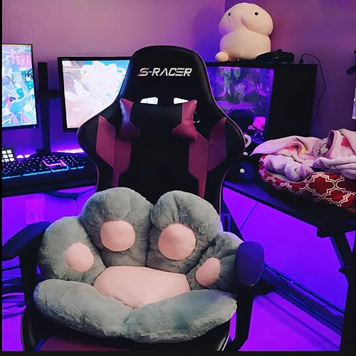 Miniatura 4 de Ditucu Cojín Kawaii de pata de gato, 31.4 x 27.5 pulgadas, lindo cojín de asiento, cómodo sofá perezoso, almohada de suelo para sillas de juegos,