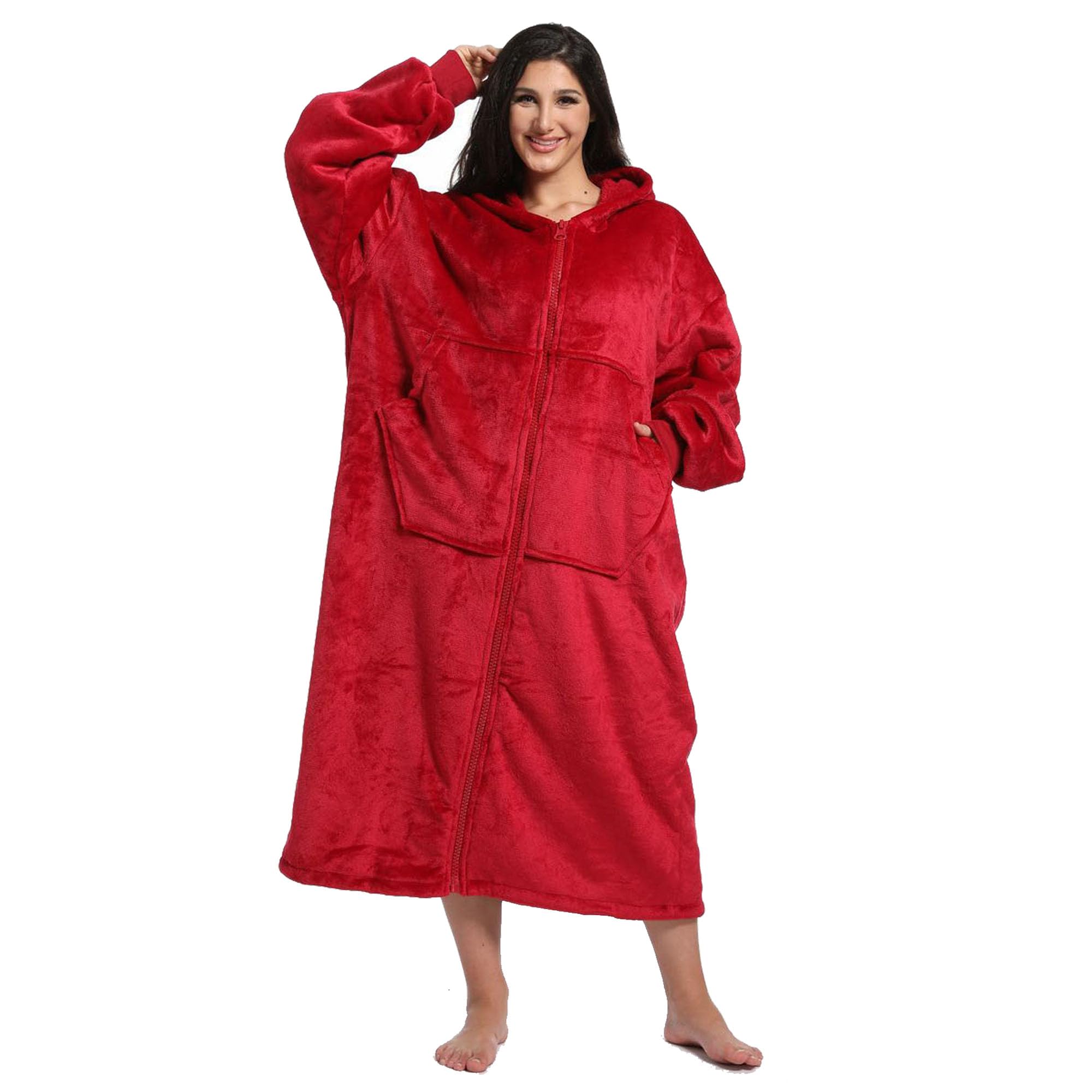 FUSSEDA Oversized Wearable Blanket Sweatshirt,Super Thick Warm Fleece Sherpa Cozy Blanket Hoodie with Pockets&Sleeves for Adult Kids