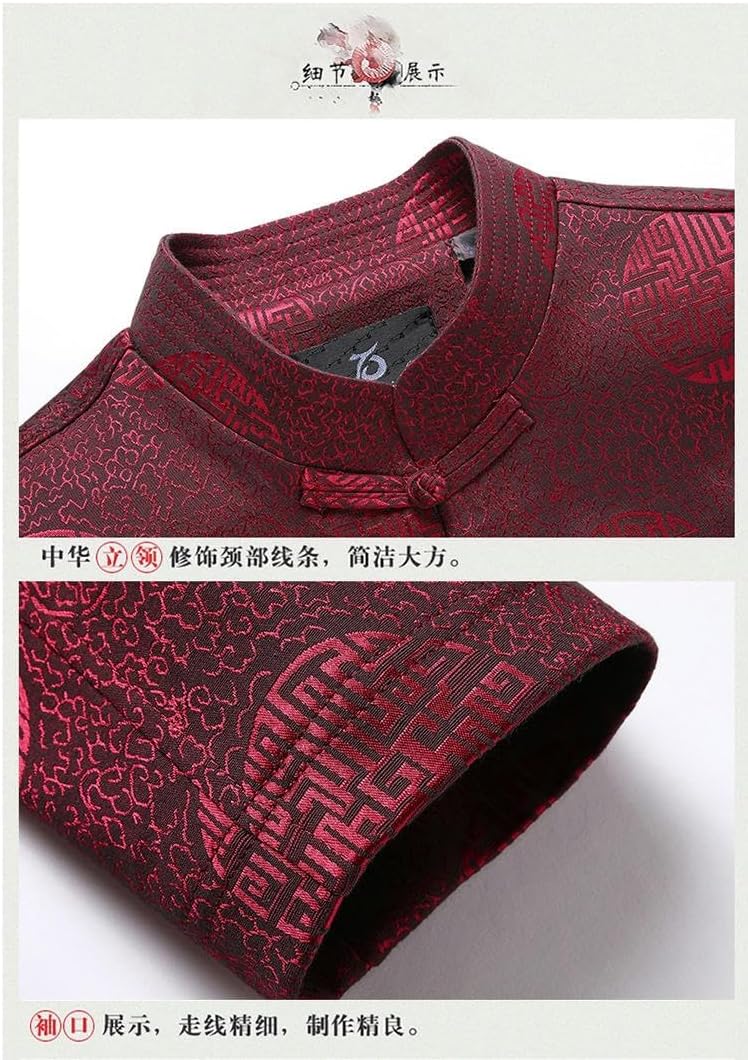 Spring Chinese Traditional Men's Stand Collar Silk Tang Suit Clothing Kung Fu Jacket Coat
