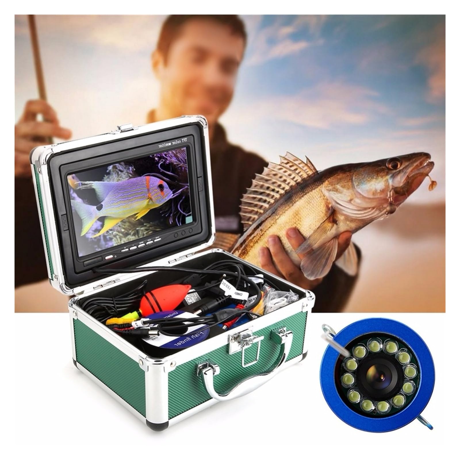 Ecoscandaglio portatile for pesci, telecamera subacquea for pesca LCD da 7 pollici, con visione notturna,Alta definizione