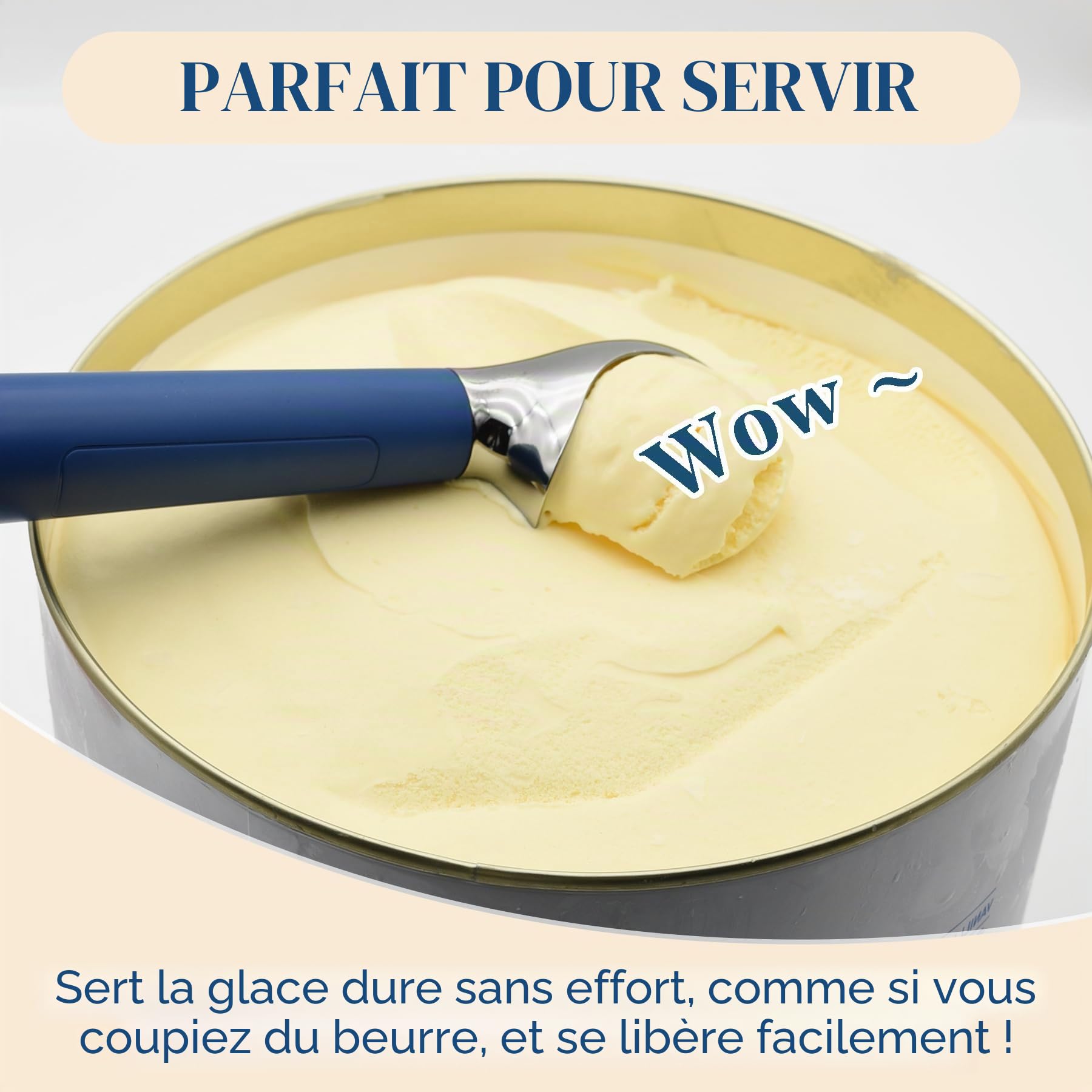 Cuillère à crème glacée chauffante, rechargeable, électrique avec écran LED, chauffe jusqu'à 70 °C pour crème glacée dure, facile pour les personnes âgées et les enfants, étanche IP67 (bleu)