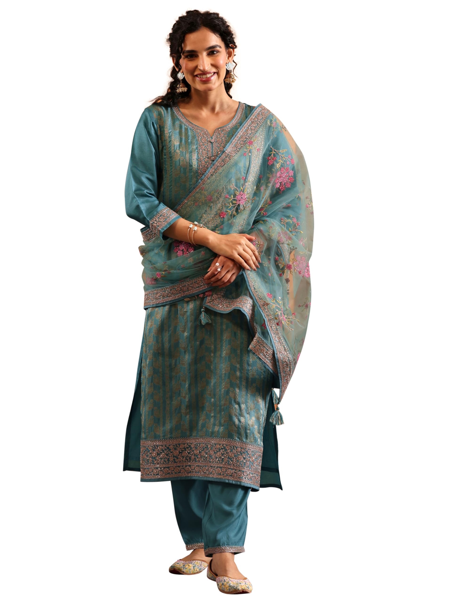 libas Art Embroidered Silk Blend Straight Kurta Set for Women | Ethnic wear | Bridal Suit | Wedding Dress | Occasion wear-picture-14