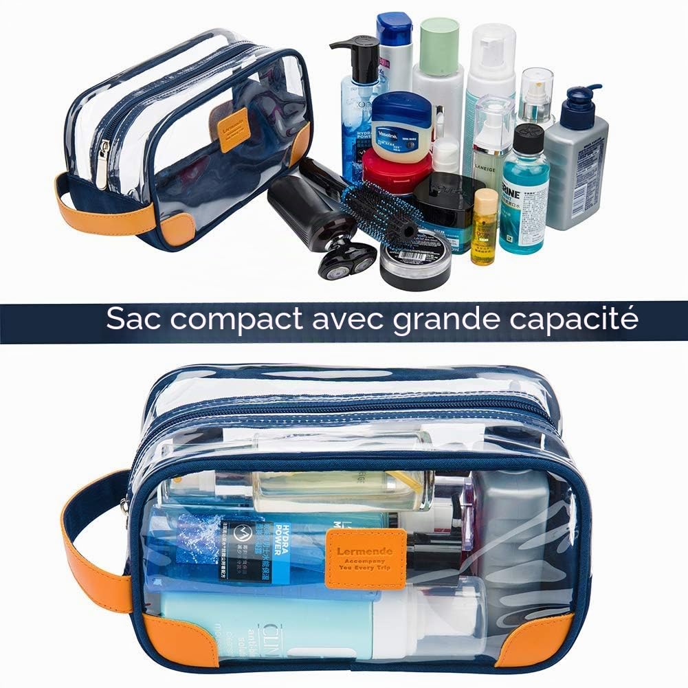 Lermende Trousse de Toilette Transparente pour Homme et Femme
