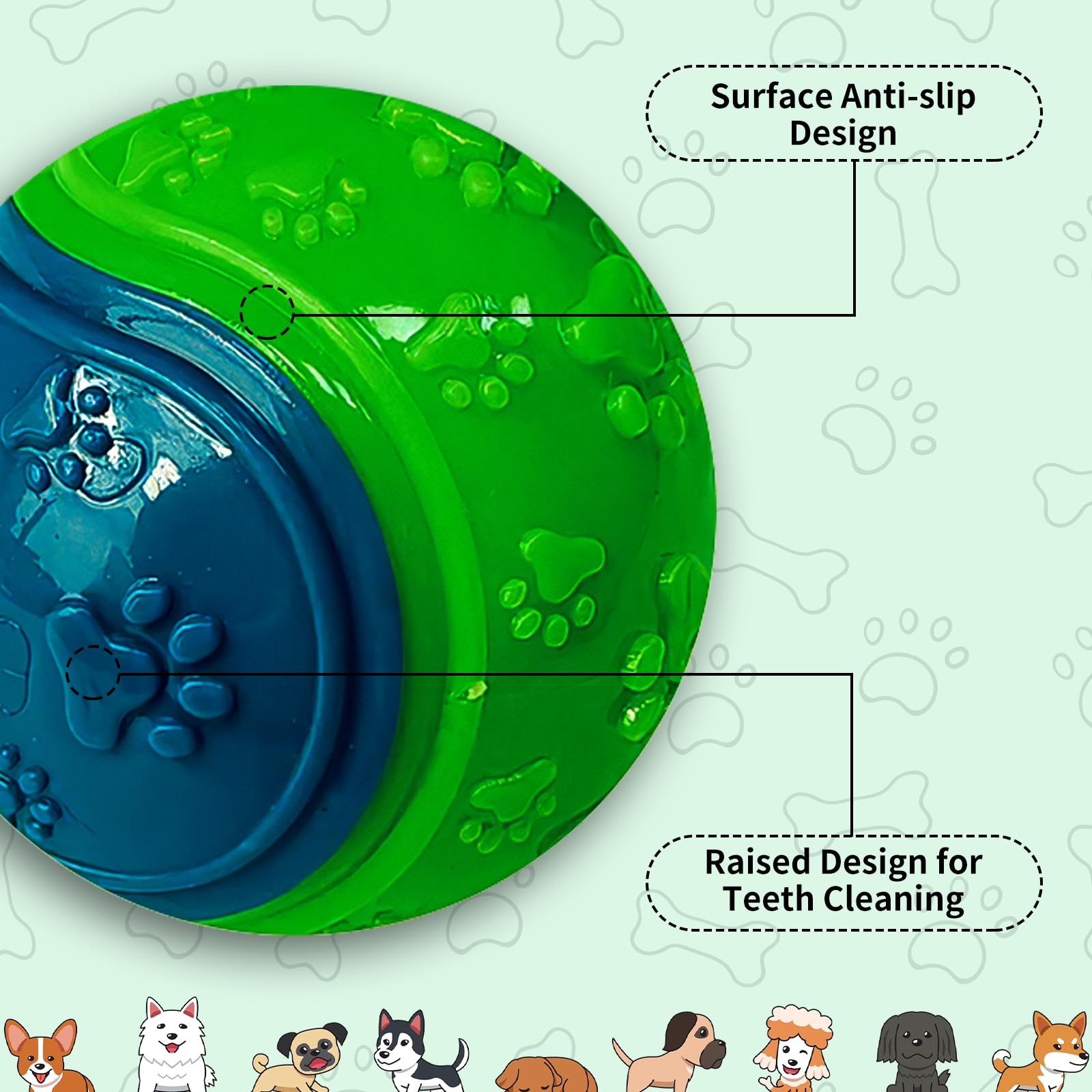 Sinmaklin Dog Balls Indestructible, 6 Pcs Squeaky Interactive Dog Ball, Chuck It Dog Ball - Image 4