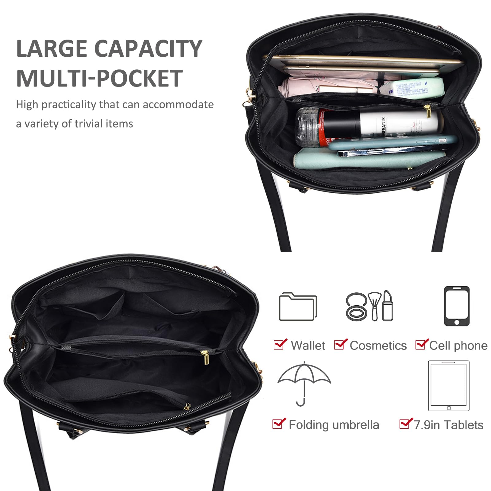 NICOLE & DORIS Sac à Main Femme à la Mode Sac Bandoulière Elégant Sac a Main Porté Epaule PU Cuir Sac D'épaule Impermeable Sac Pochette Avec Fleur Broderie