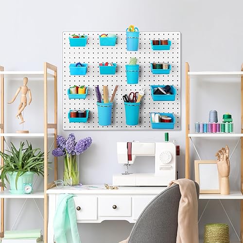 Miniatura 5 de Roowest Juego de 60 cubos de tablero de clavijas, organizador de pared con ganchos y bucles, surtido de ganchos para clavijas, accesorio organizador