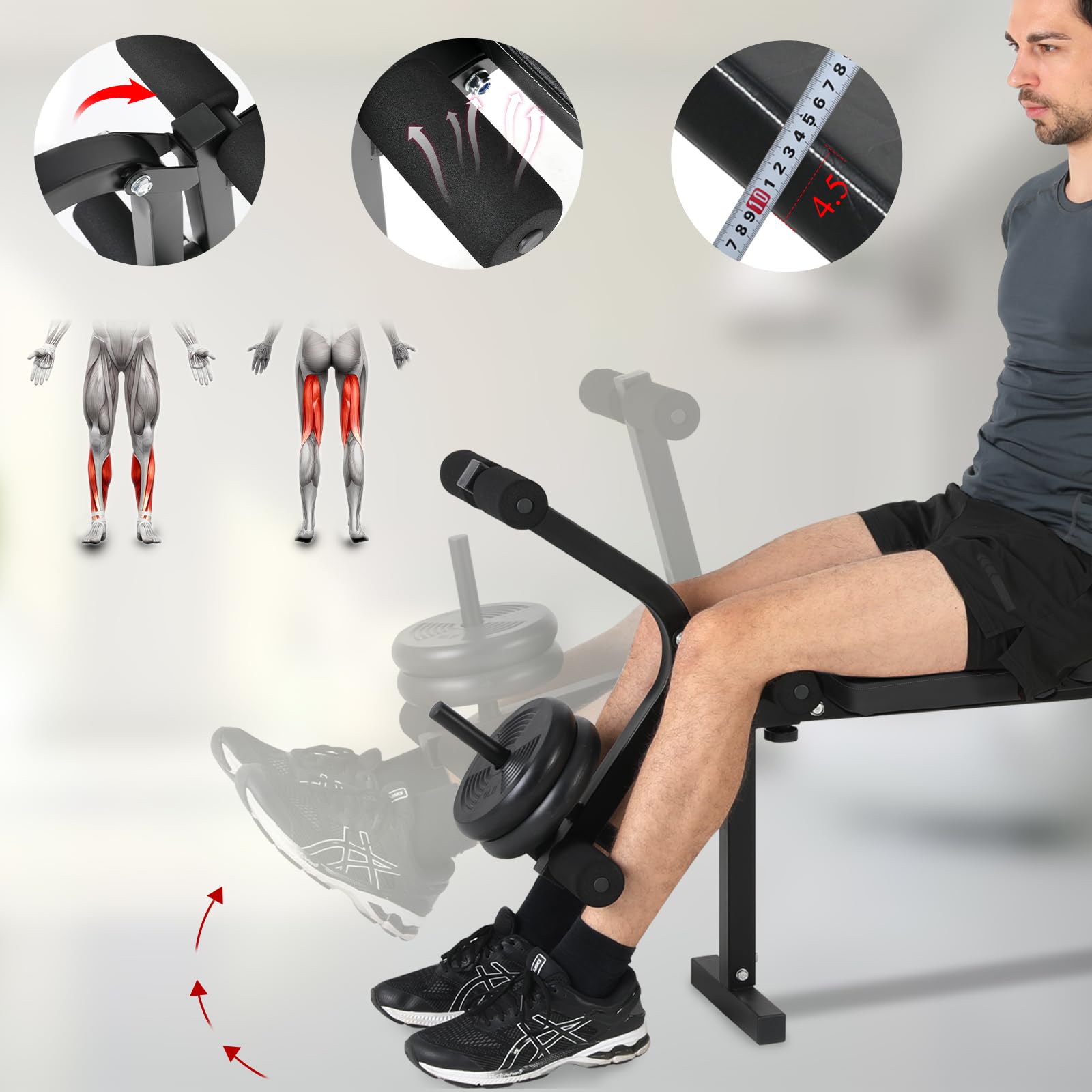 Banc de Musculation Complet Multifonction-Extension Jambe&Butterfly&Banc de Musculation Pliable&Support pour Haltères, Banc Musculation Complet/Banc Developper Coucher Fitness Pliable