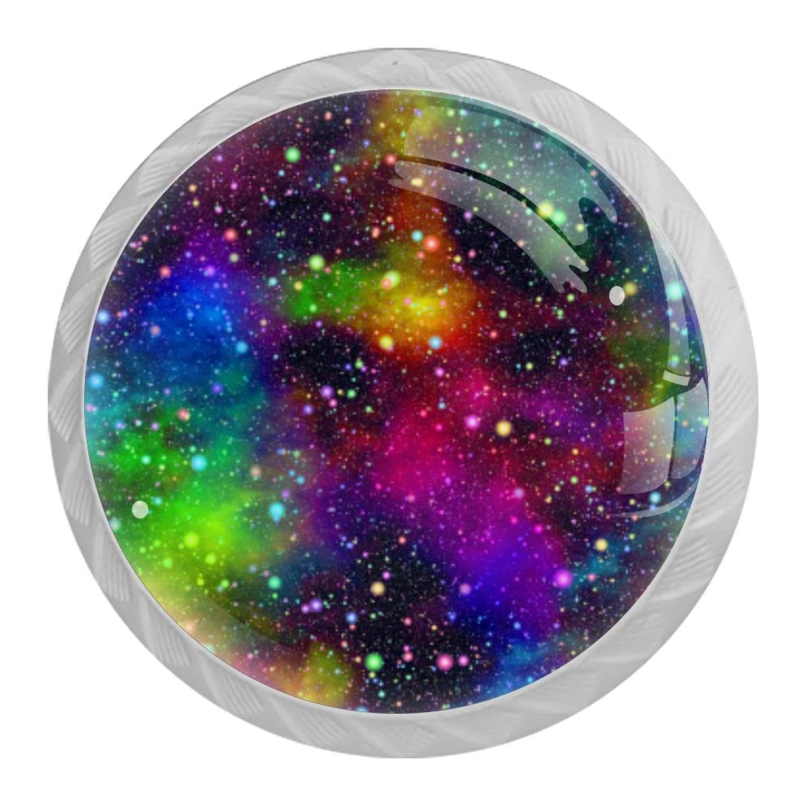 Tqmspg 4 Pieces Drawer Pulls Rainbow Starry Sky Door Knobs Dresser Handles for Kitchen Wardrobe Cupboard Hardware Furniture