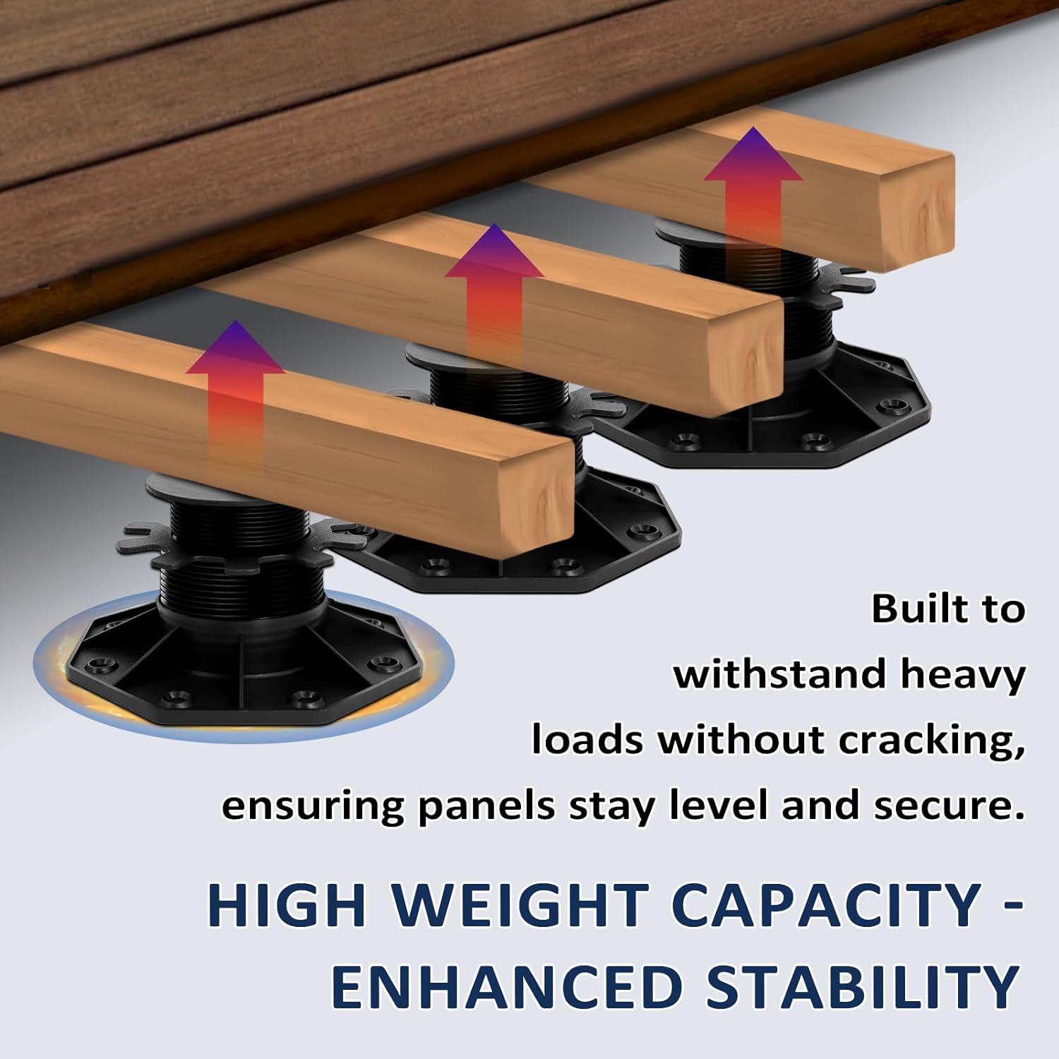 12 Pack Adjustable Deck Support Pedestal, Heavy Duty Deck Foundation Base, Height Adjustment 1-3/16" to 2-3/4"(30-70mm), Plastic Deck Blocks for Floating Decks, Joists, Flooring, Outdoor Structures