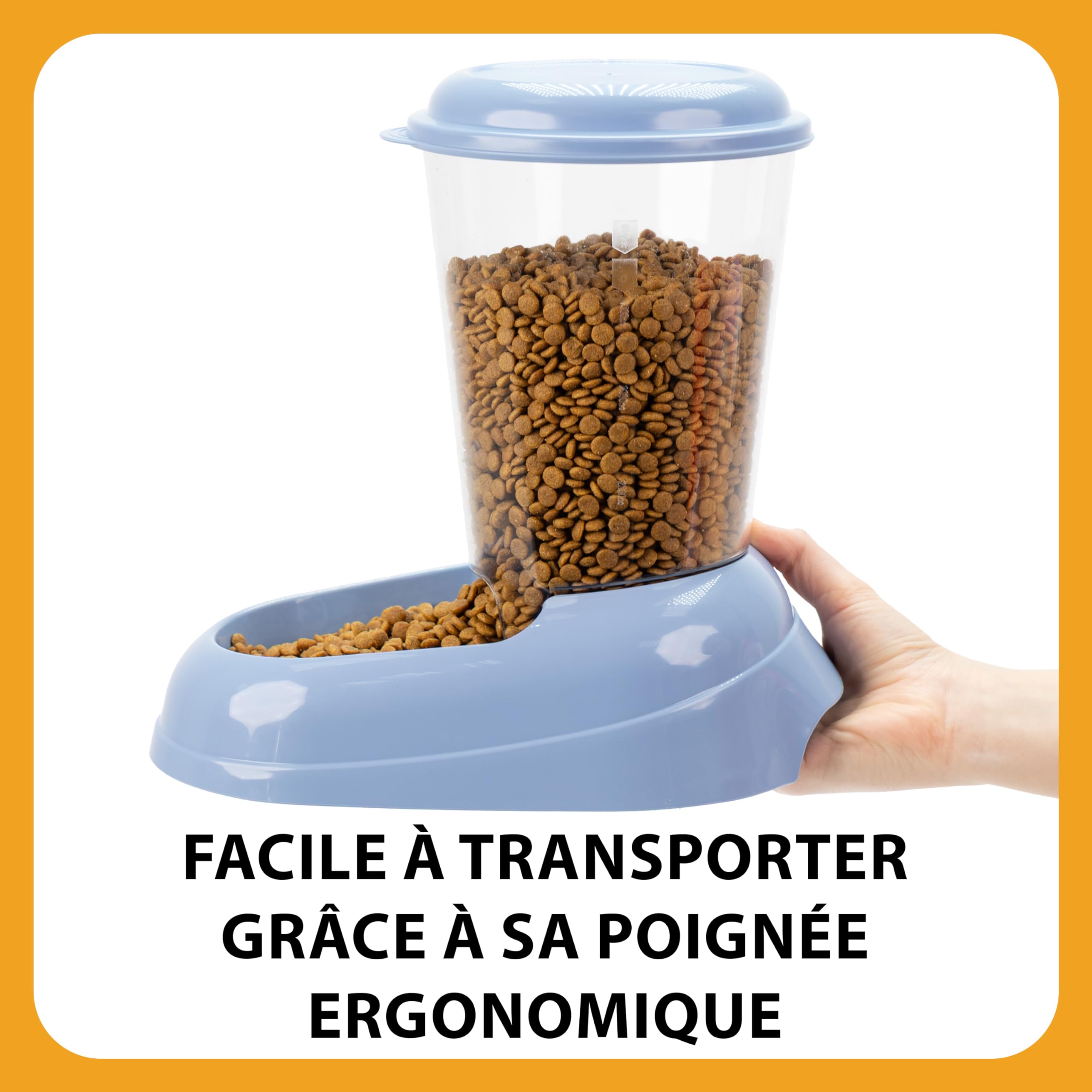 Ferplast Distributeur de croquettes pour Chiens et Chats Zenith, 3 litres, Distributeur de croquettes pour Animaux, Fond antidérapant, 20,2 x 29,2 x h 28,8 cm Bleu
