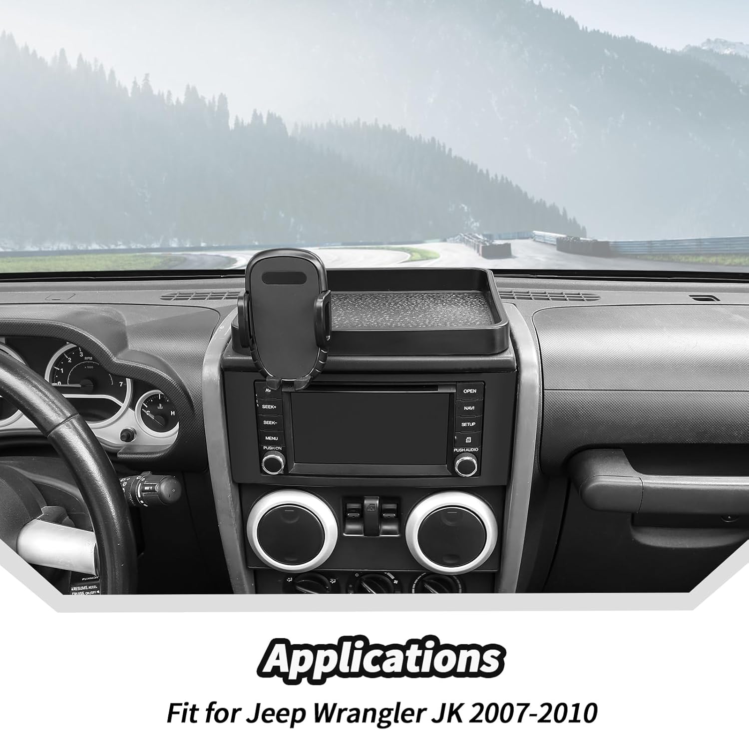 JeCar for JK Phone Holder Mount Center Console Dash Tray Storage Organizer for 2007-2010 Jeep Wrangler JK JKU