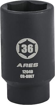 ARES 12040-36MM Axle Nut Socket - 6 Point Socket - Extra Deep 1/2-Inch Drive Impact Socket for Easy Removal of Axle Shaft Nuts
