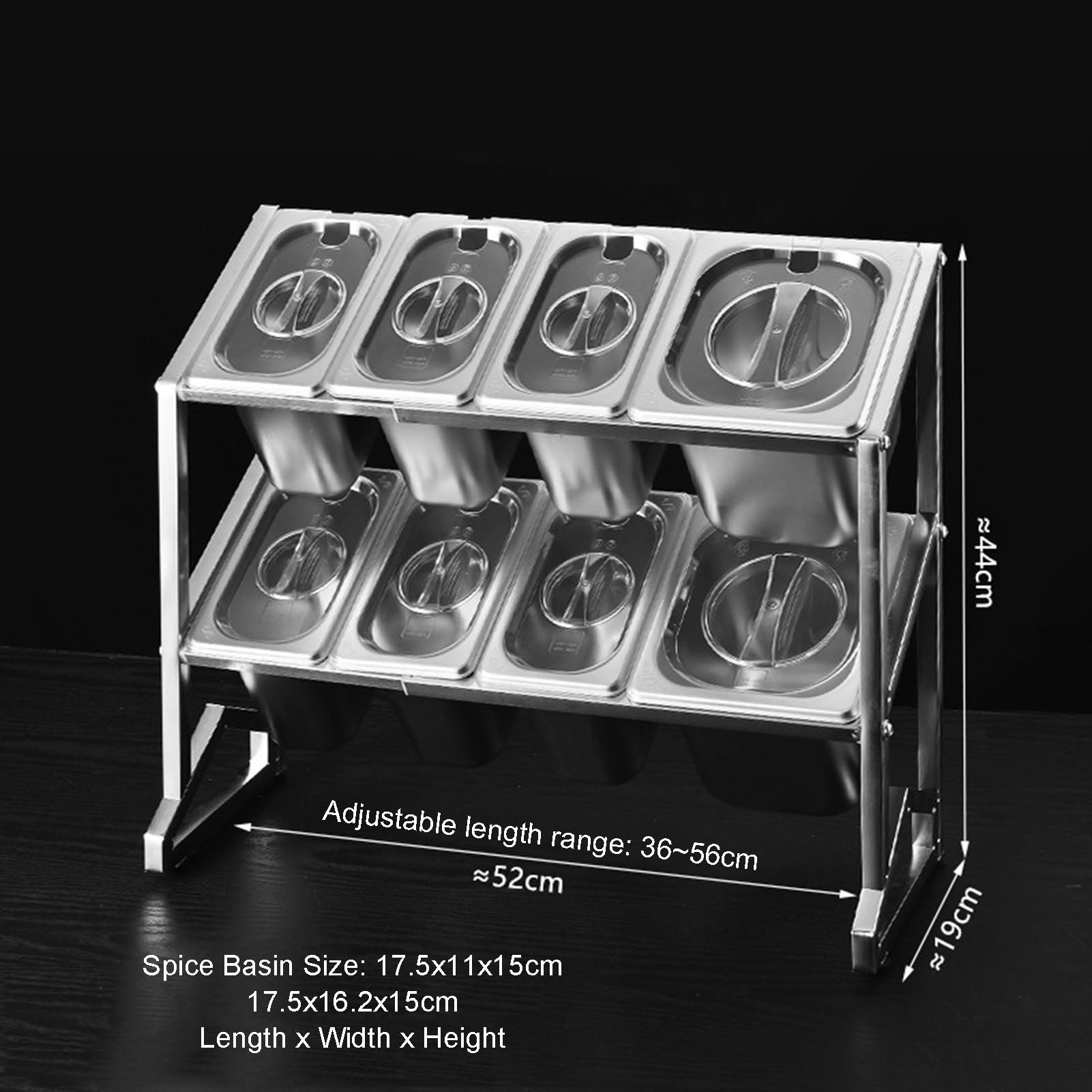 Espandibile portaspezie set condimenti dispenser cucina buffet orgar supporto da banco in acciaio inox per salse, condimenti, marmellate e condimenti