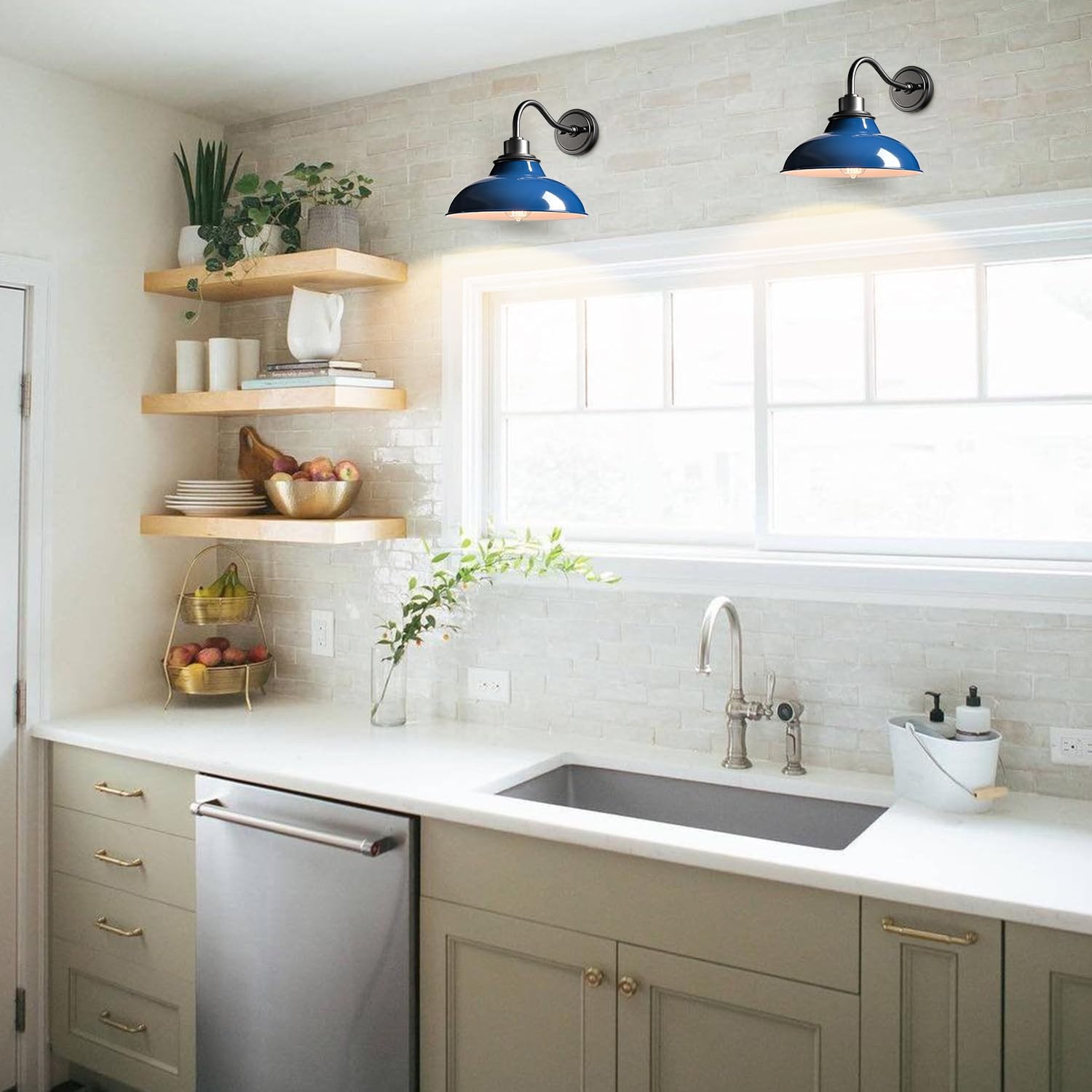 HYDELITE Dark Blue Modern Wall Sconce Indoor Wall Lighting for Bedroom Bathroom Living Room Kitchen Hallway Gooseneck