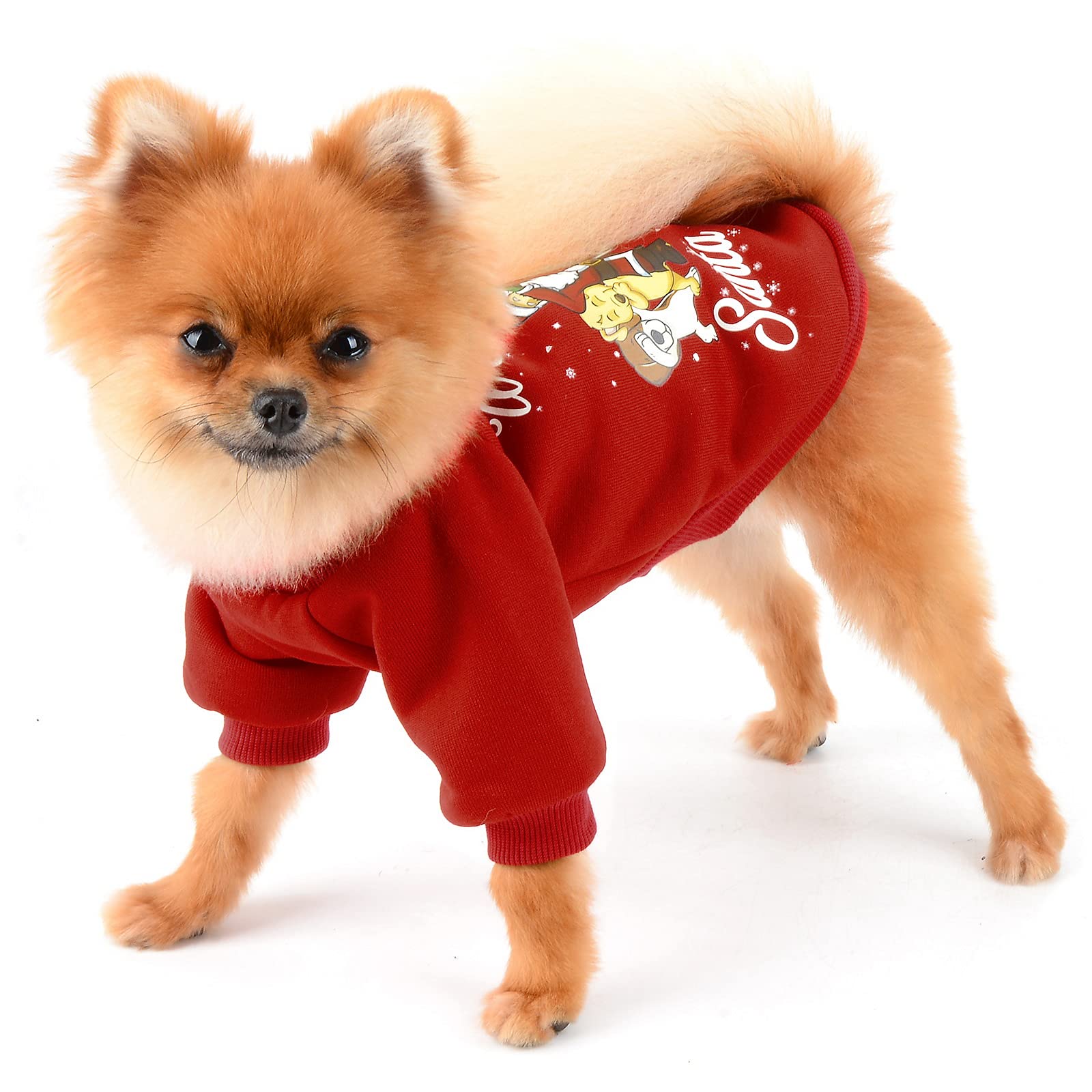 PAIDEFUL Dog Pajamas Christmas Pjs Pullover for Small Dogs Cats Soft Fleece Warm Winter Coat Xmas Puppy Chihuahua Clothes for Pets Walking Outdoor Cold Weather Autumn Apparel Boys Girls