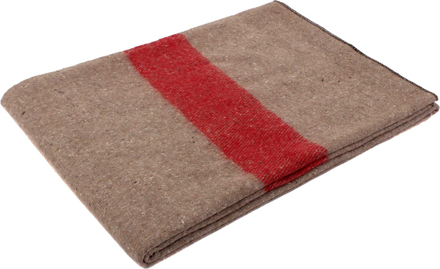 Rothco Swiss Style Wool Blanket, Tan/Red Stripe