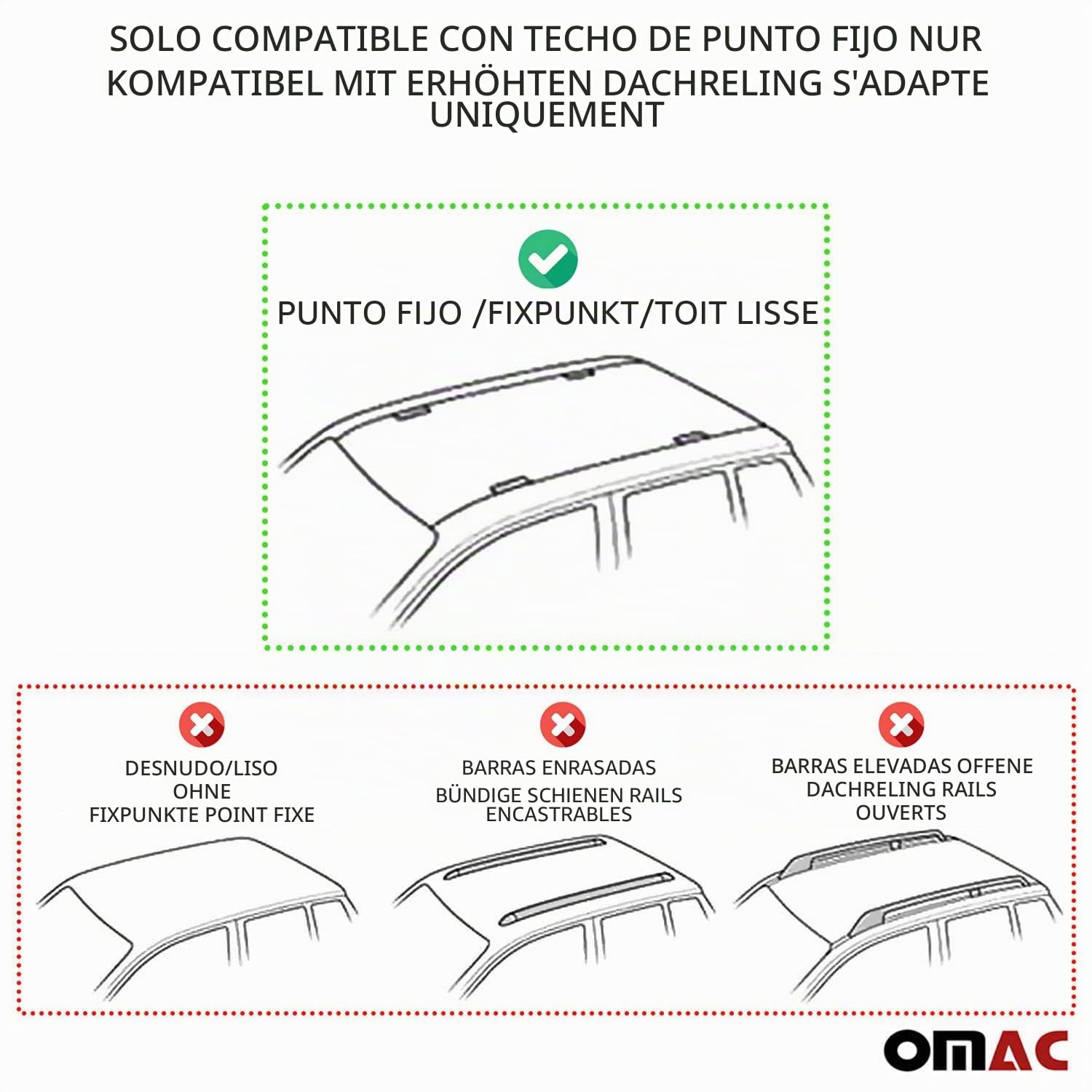 OMAC Heavy Duty Barras de Techo Transversales Compatibles con VW T5 T6 Transporter Multivan Caravelle 2003-2024 – 3 Stangen – Aluminio Negro
