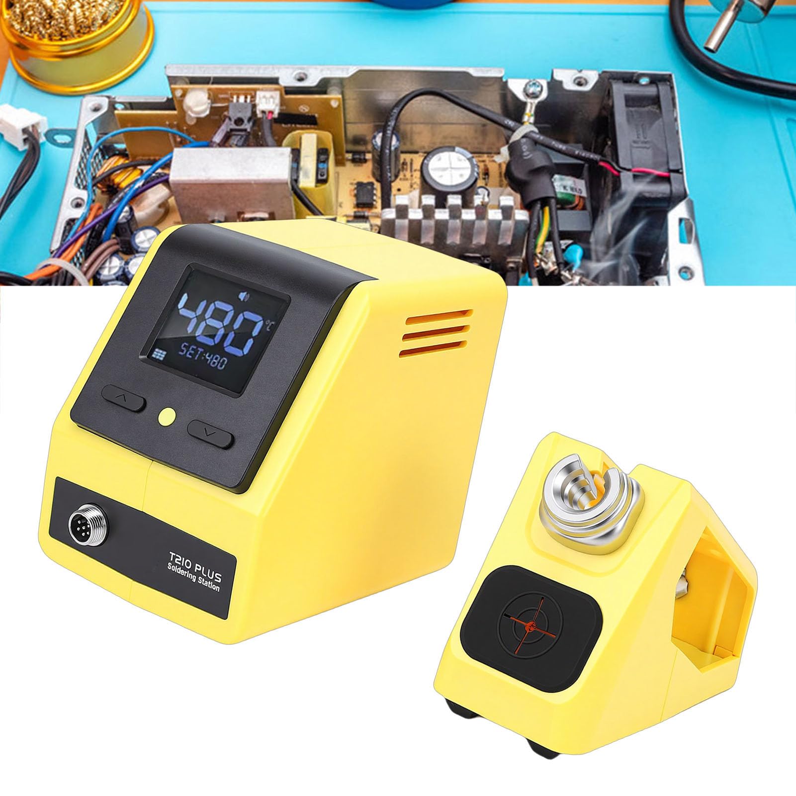 Estación de Soldadura Digital T210 Plus 120W 3S Calentamiento Rápido 100-480°C con Pantalla LCD Control PID Auto Sleep para Reparación Electrónica DIY Hobby (Enchufe europeo)
