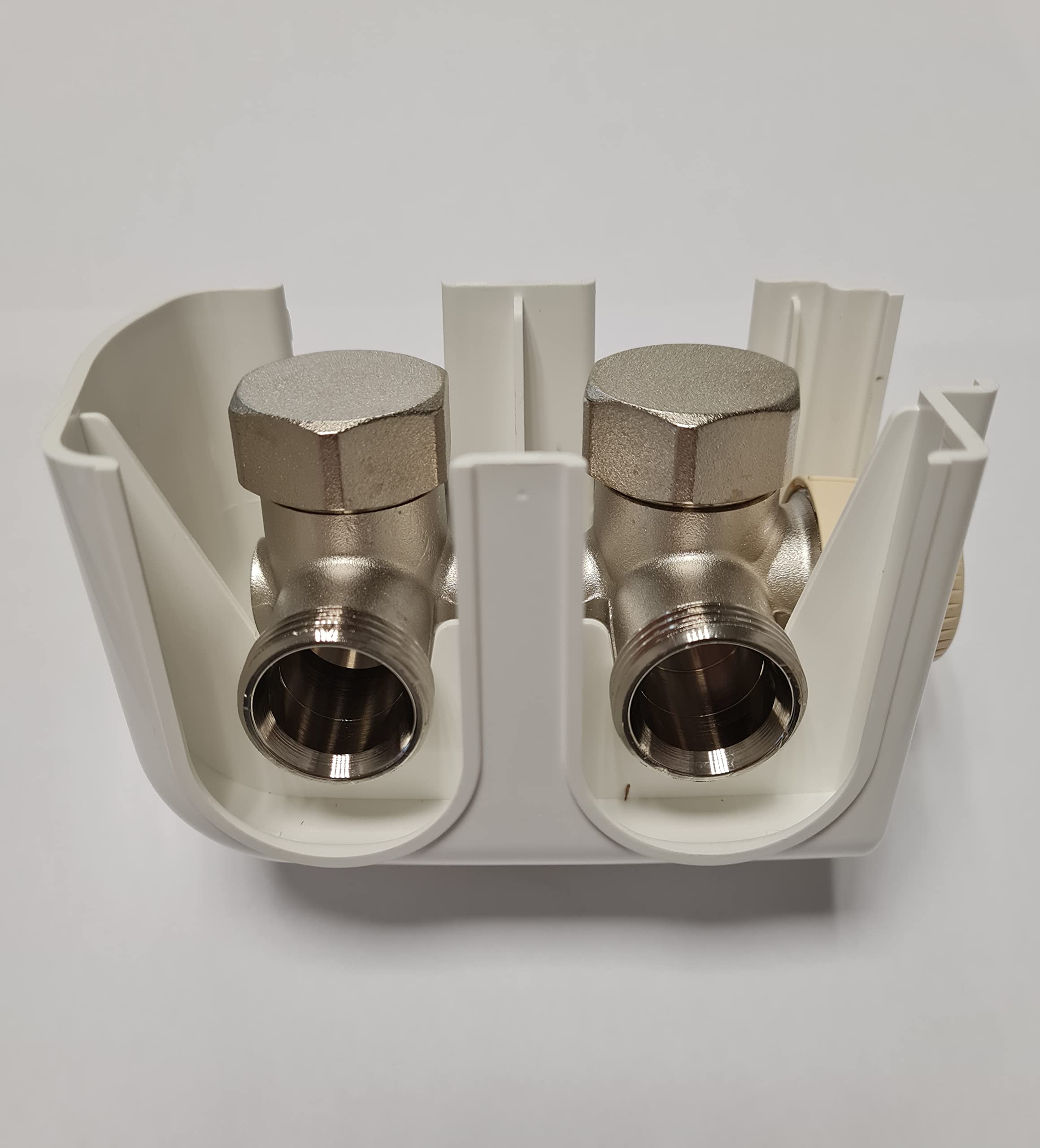 Distribuidor en H Universal (válvula derecha y escuadra) Termotable Blanco con tapa