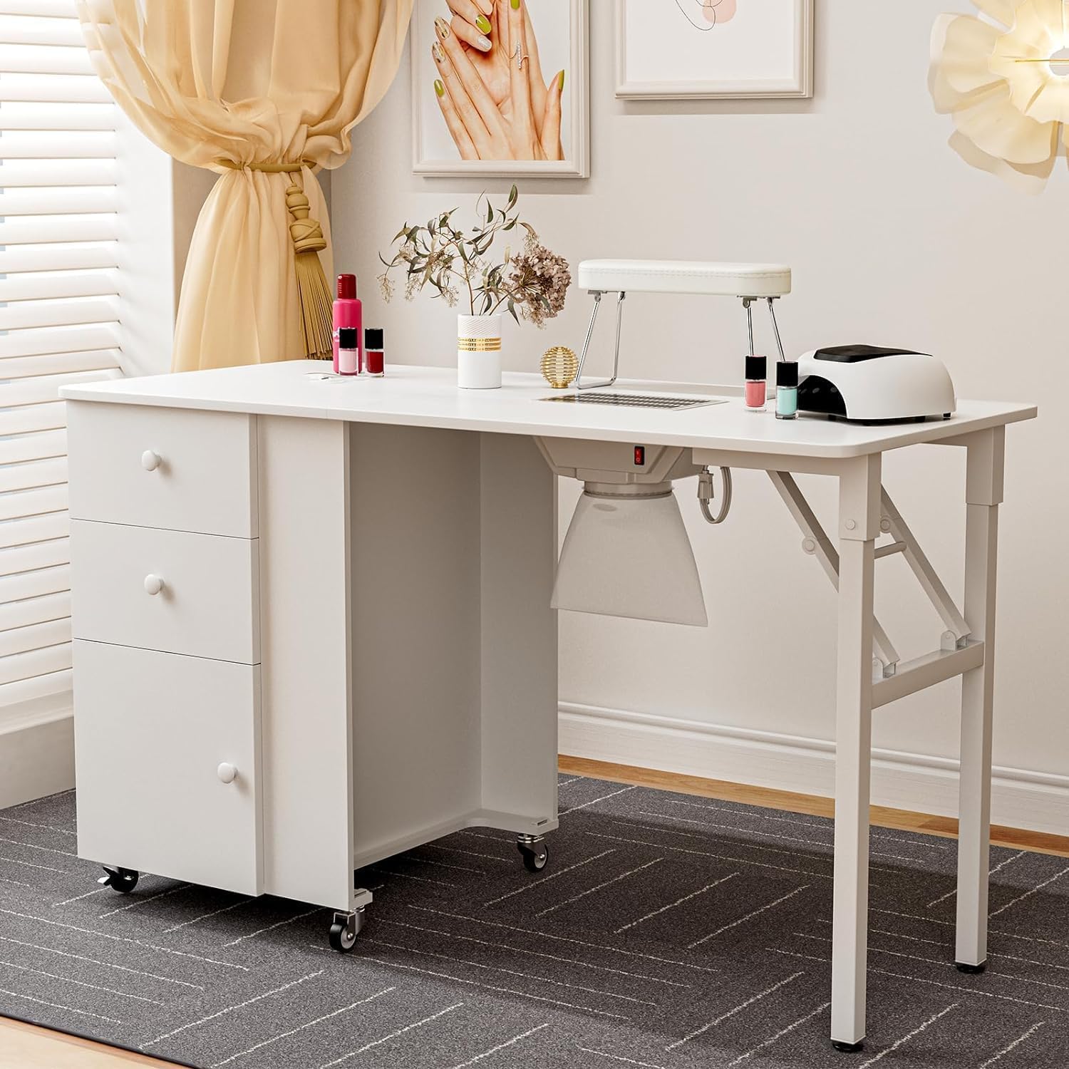 Belandi Foldable Manicure Table Nail Table,Folding Nail